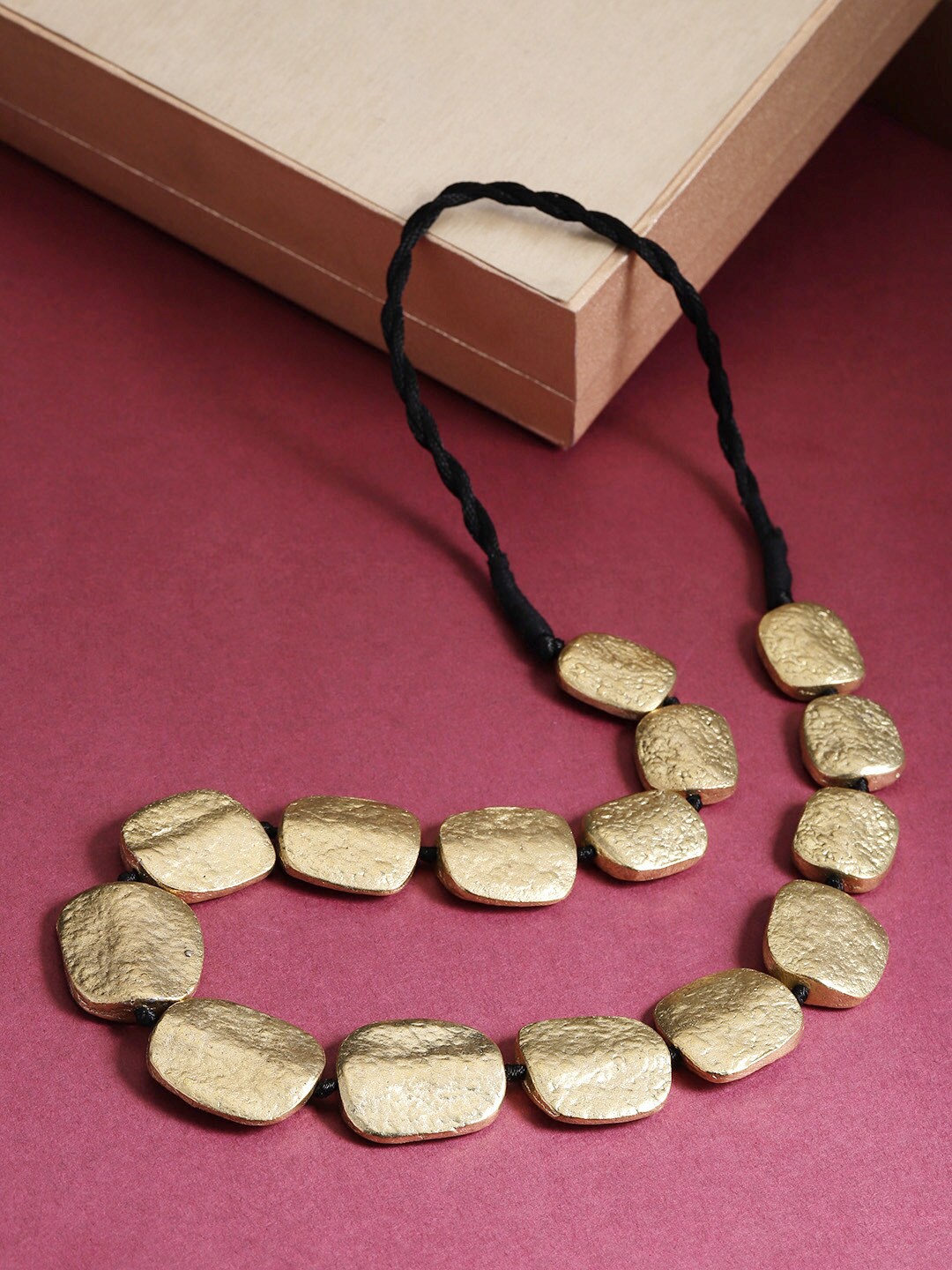 

Infuzze Gold-Toned & Black Brass Gold-Plated Oxidised Necklace