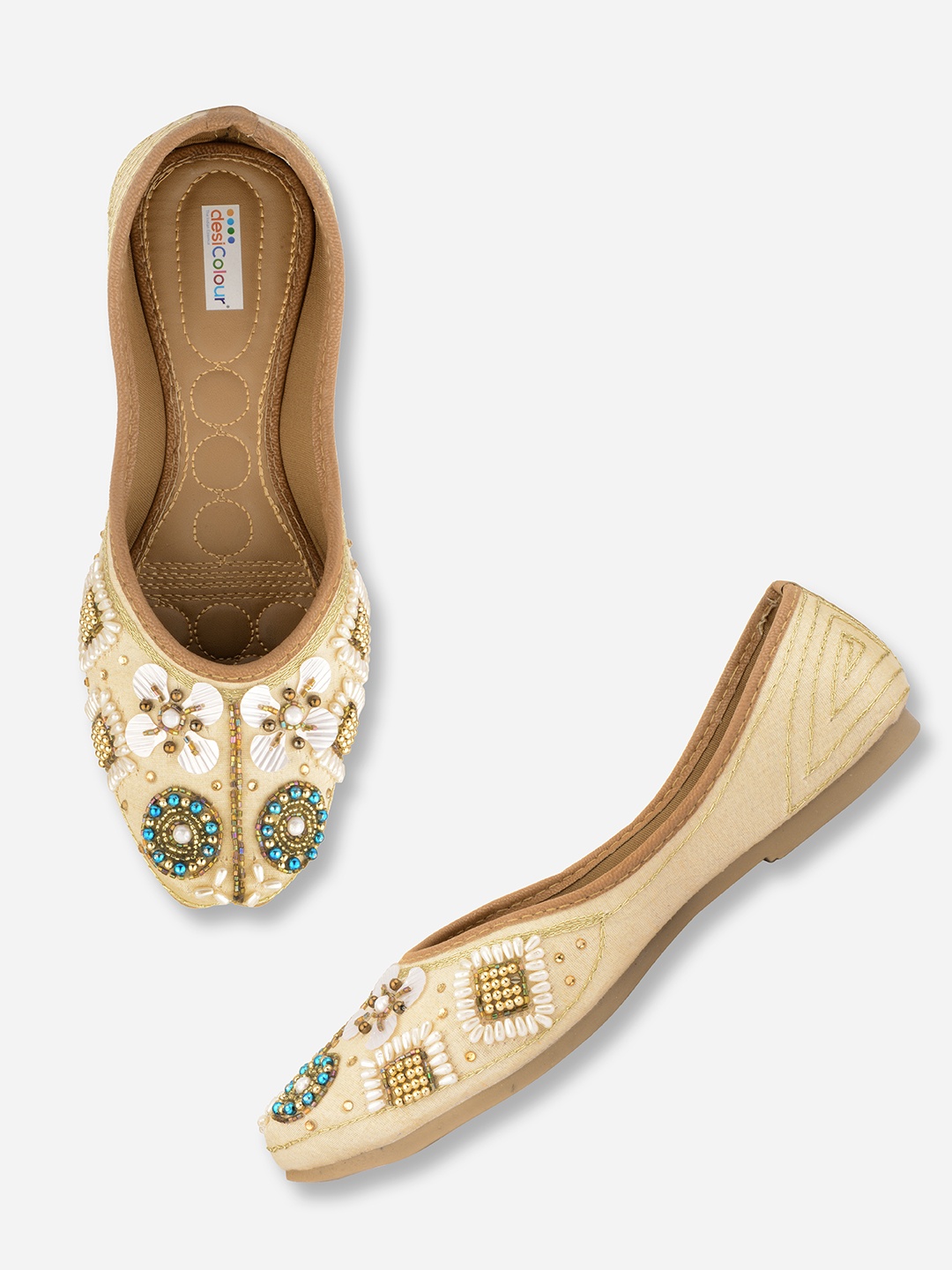 

DESI COLOUR Women Off White Ethnic Ballerinas Flats