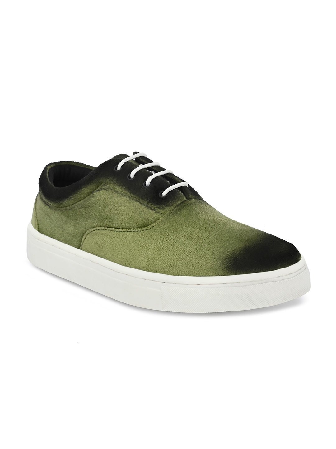 

EXTRIMOS Men Green Colourblocked Suede Oxfords