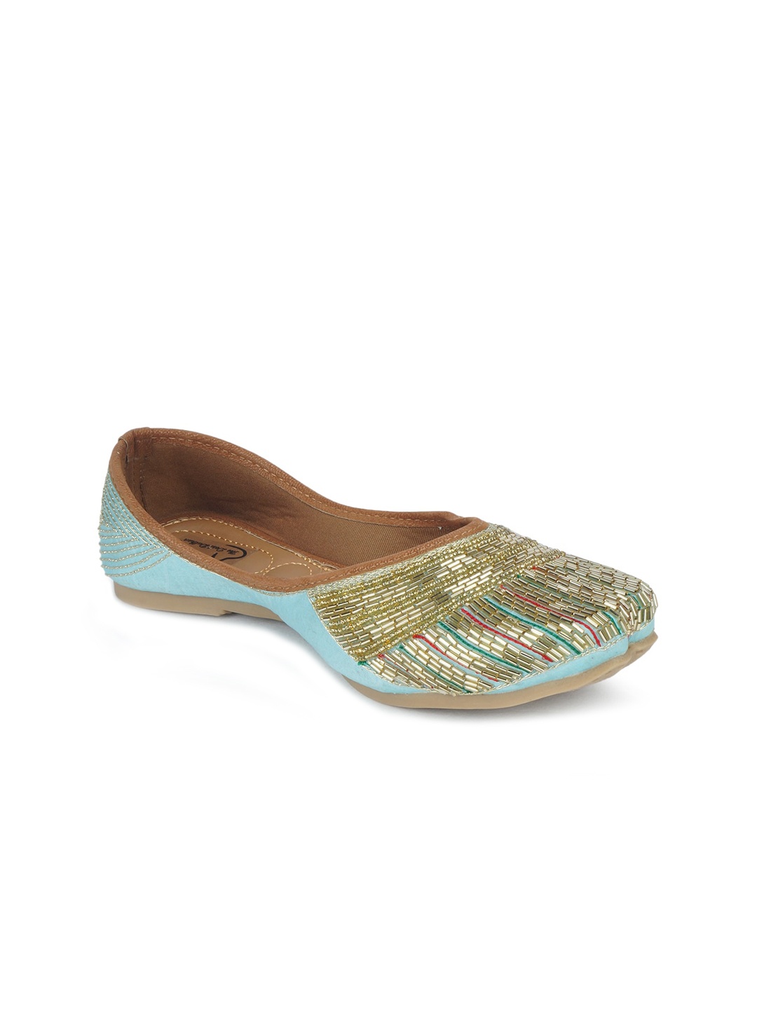

The Desi Dulhan Women Blue Party Mojaris Flats