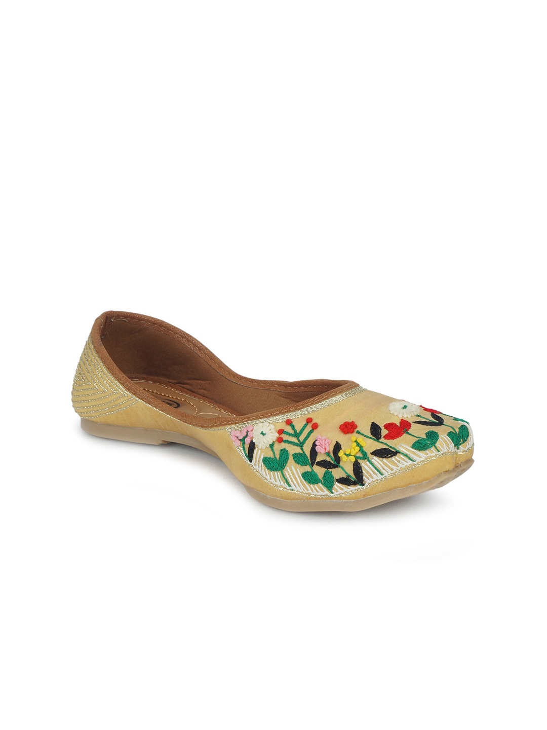 

The Desi Dulhan Women Gold-Toned Embroidered Mojaris
