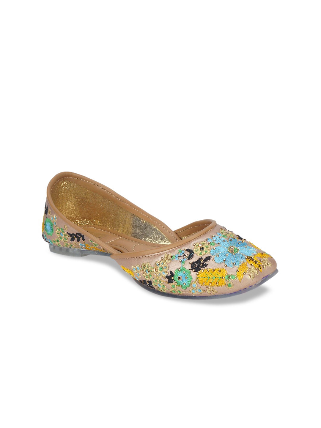 

The Desi Dulhan Women Gold-Toned Printed Leather Party Ballerinas with Bows Flats