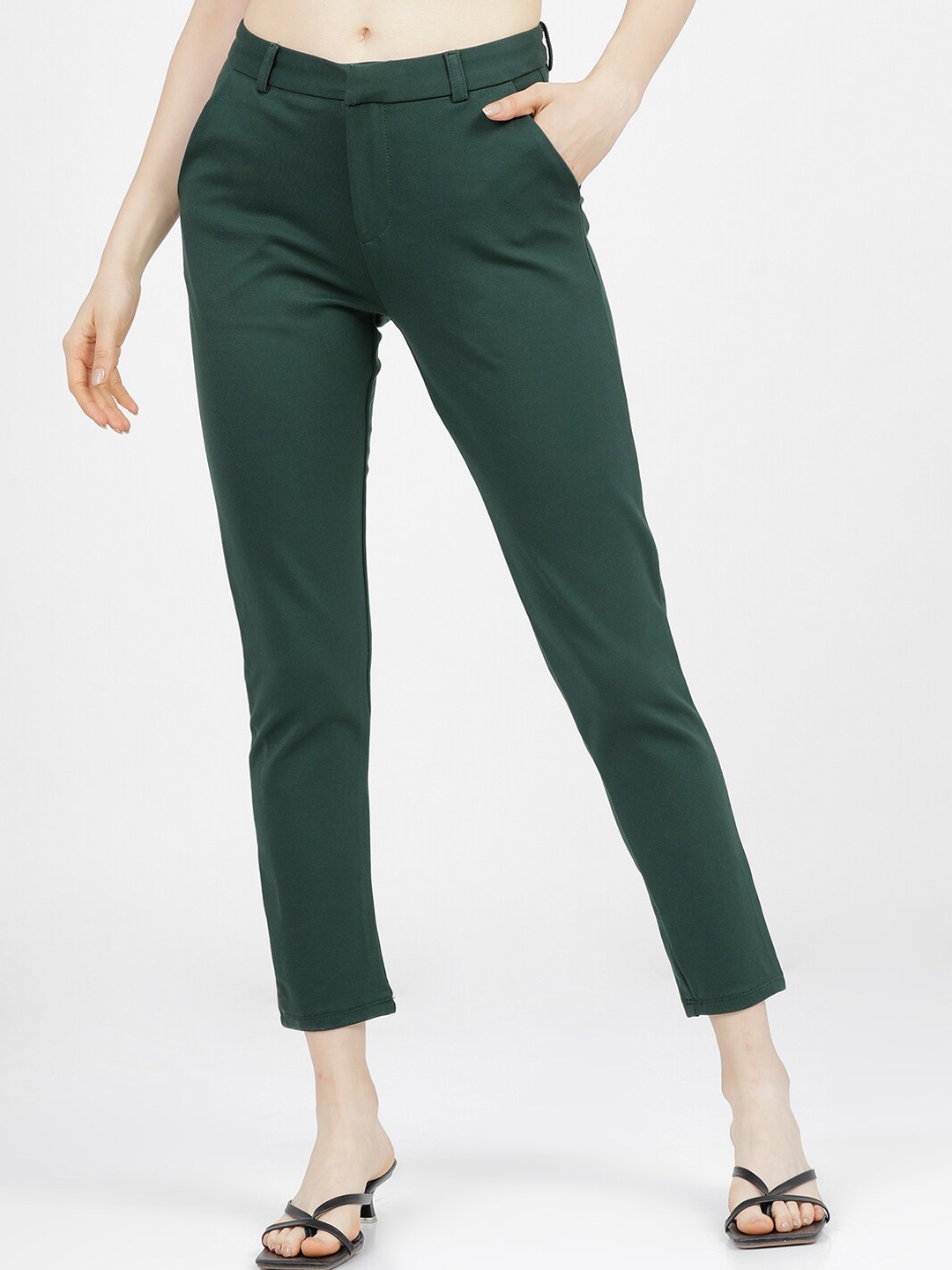 

CHIC BY TOKYO TALKIES Women Green Slim Fit Trousers