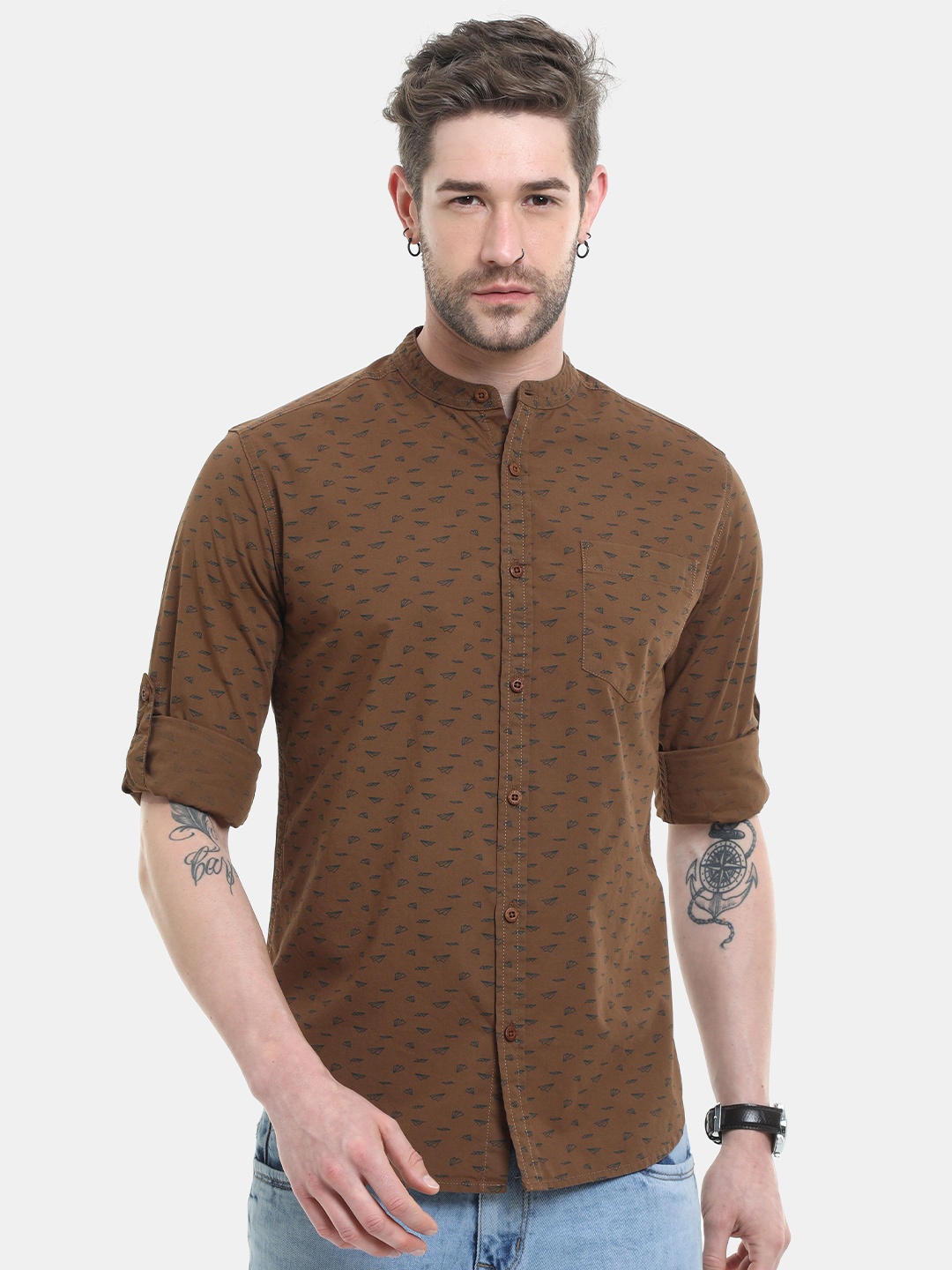 

HERE&NOW Men Brown Slim Fit Printed Casual Shirt