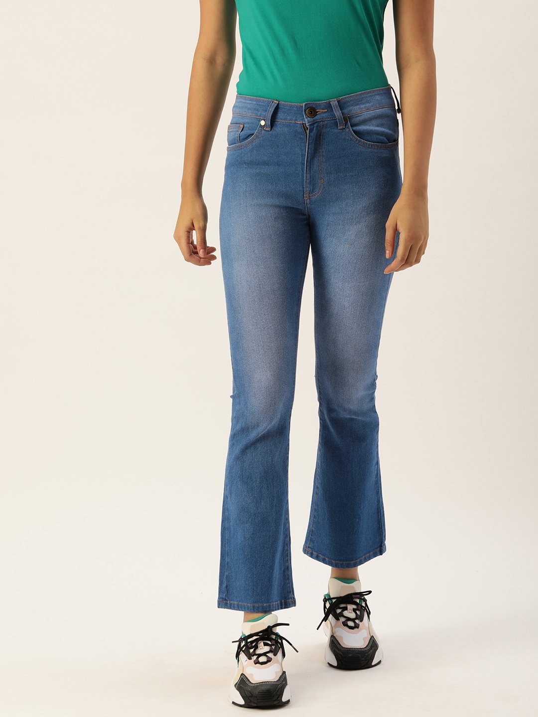

IVOC Women Blue Bootilicious Bootcut Mid-rise Clean Look Light Fade Stretchable Jeans