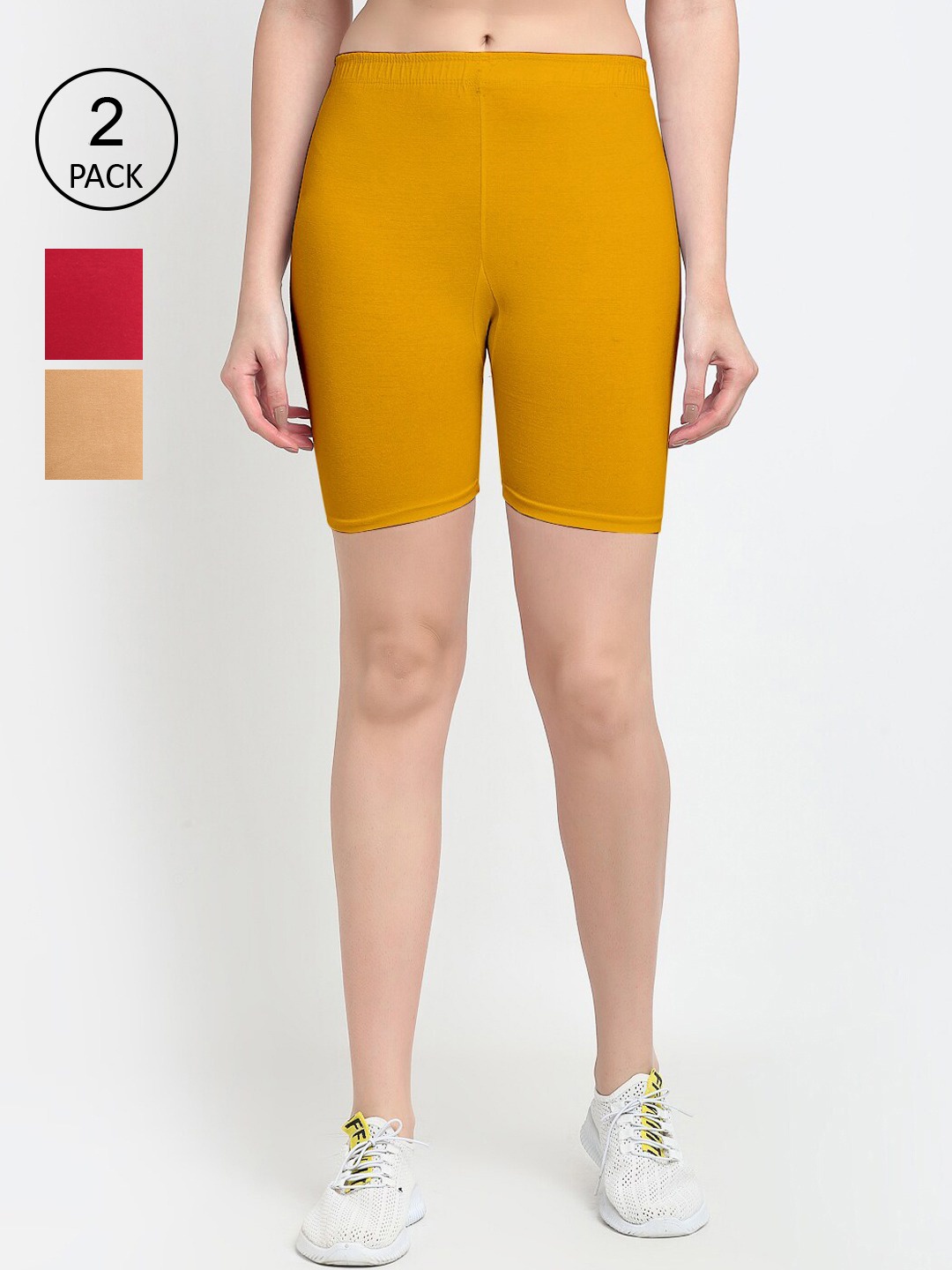 

GRACIT Women Beige Biker Shorts