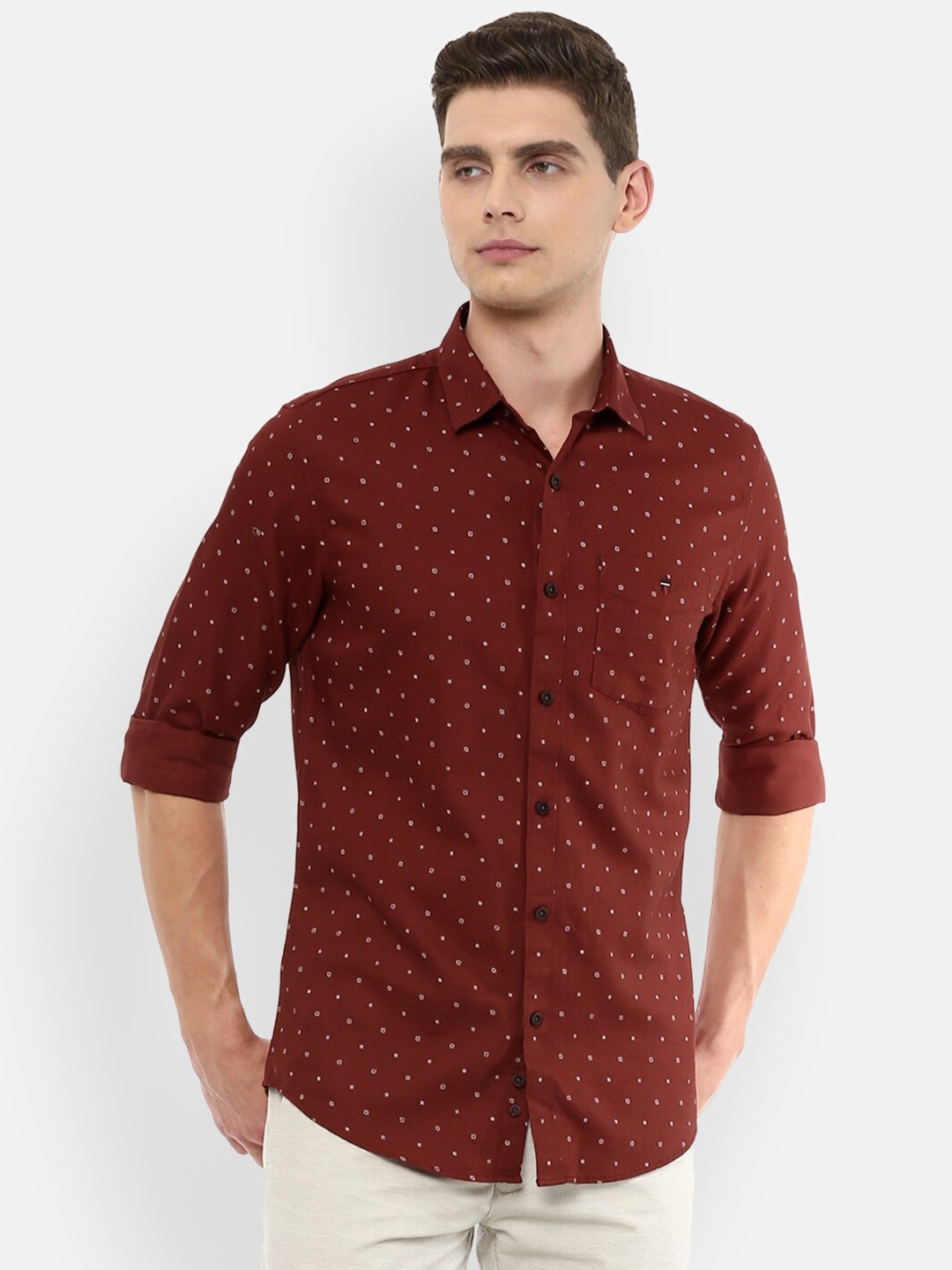 

Louis Philippe Sport Men Maroon Slim Fit Printed Casual Shirt