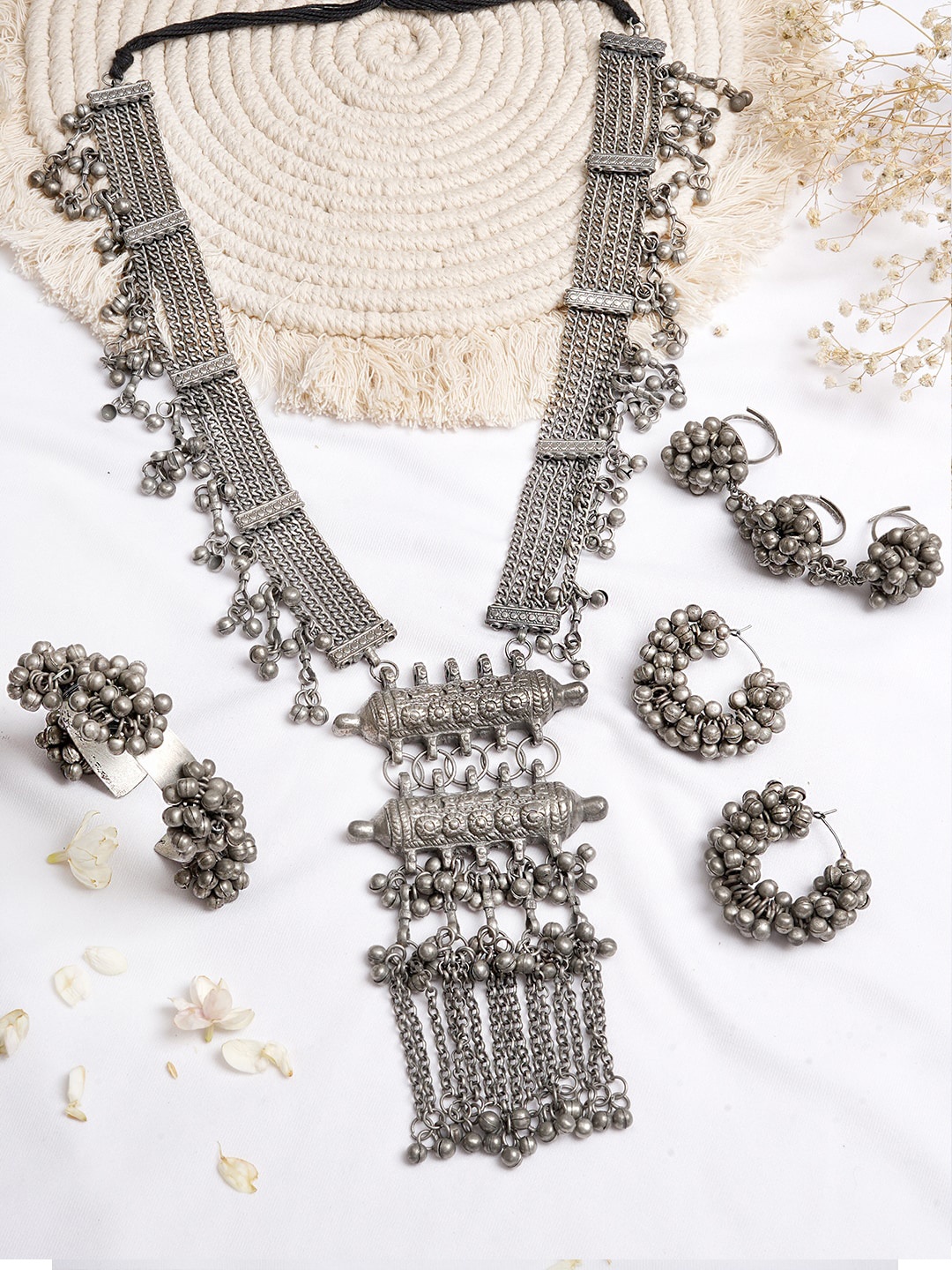 

TEEJH Oxidized Silver-Toned Jewelry Set