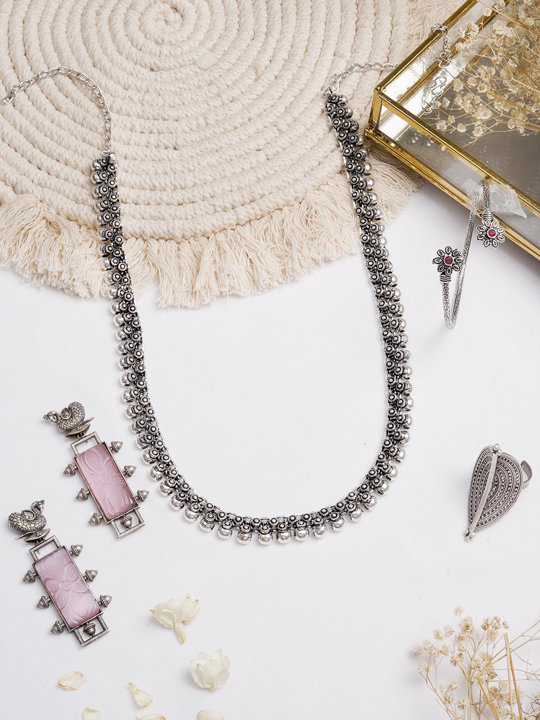 

TEEJH Silver-Toned Oxidised Jewellery Set
