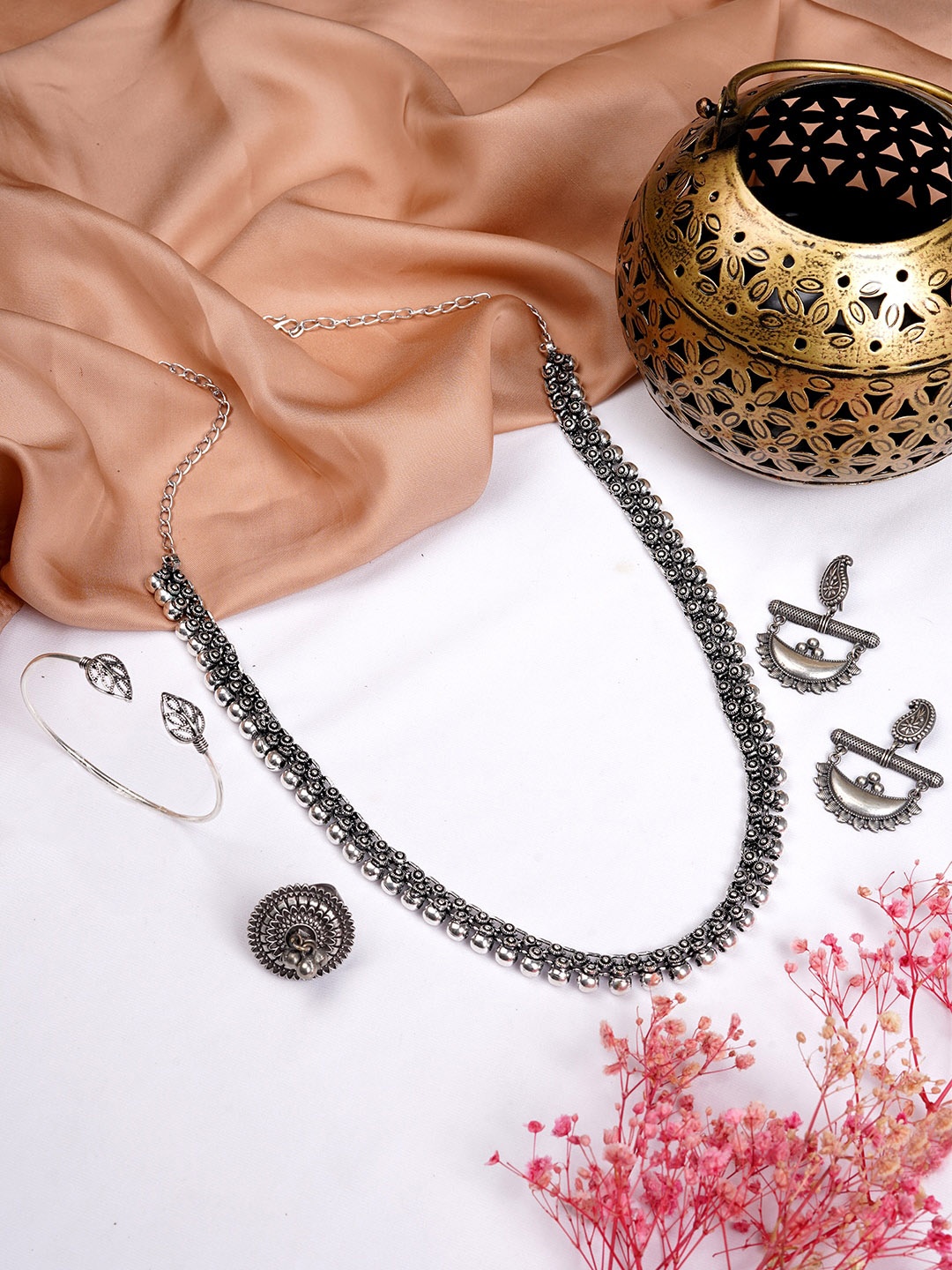 

TEEJH Oxidised Silver-Toned Vaanika Jewellery Set