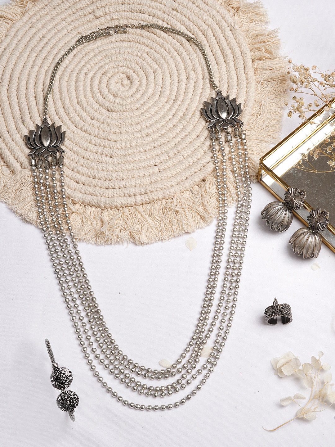 

TEEJH Oxidized Silver-Toned Jewelry Set