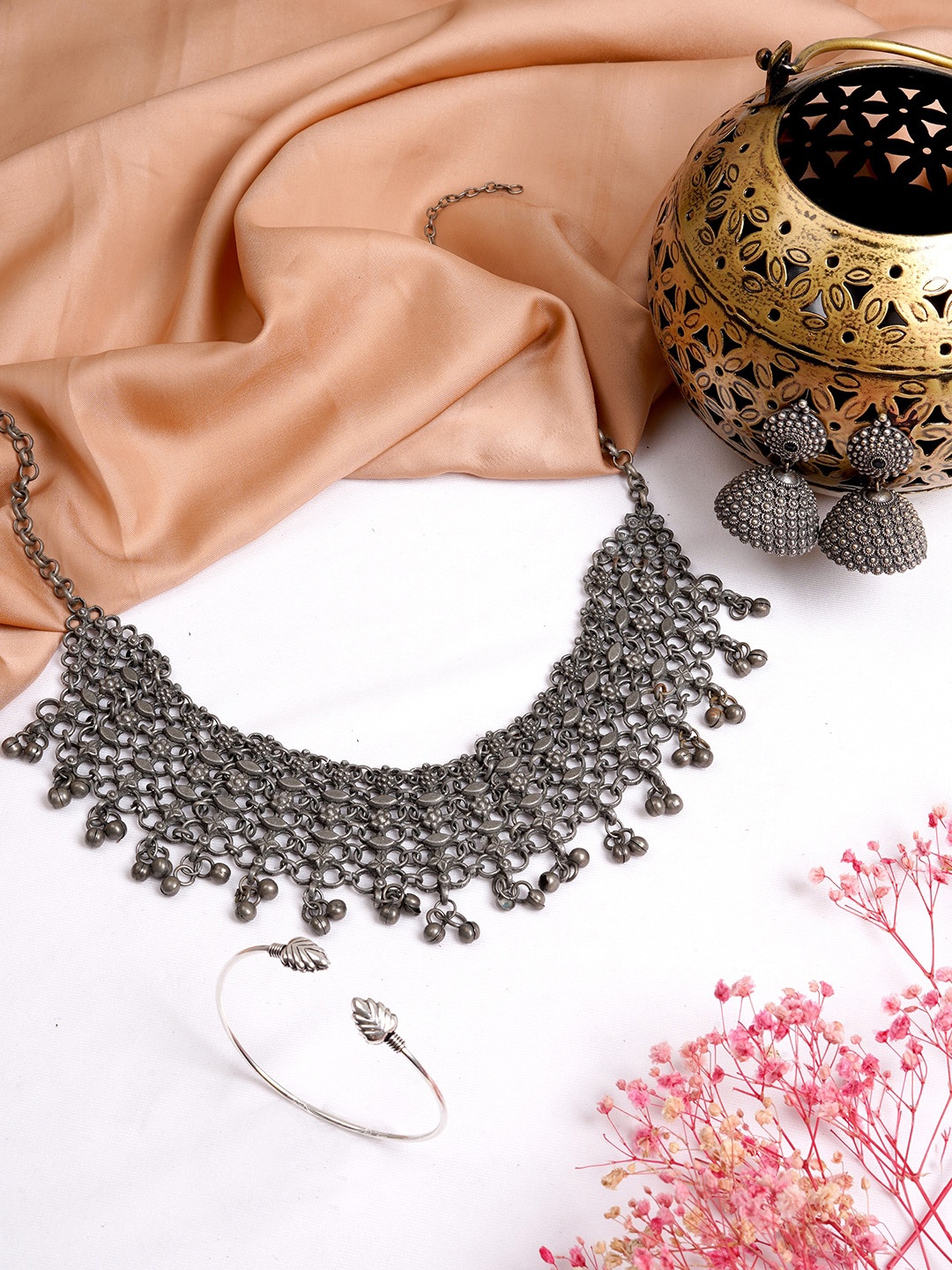 

TEEJH Oxidized Silver-Toned Jewelry Set