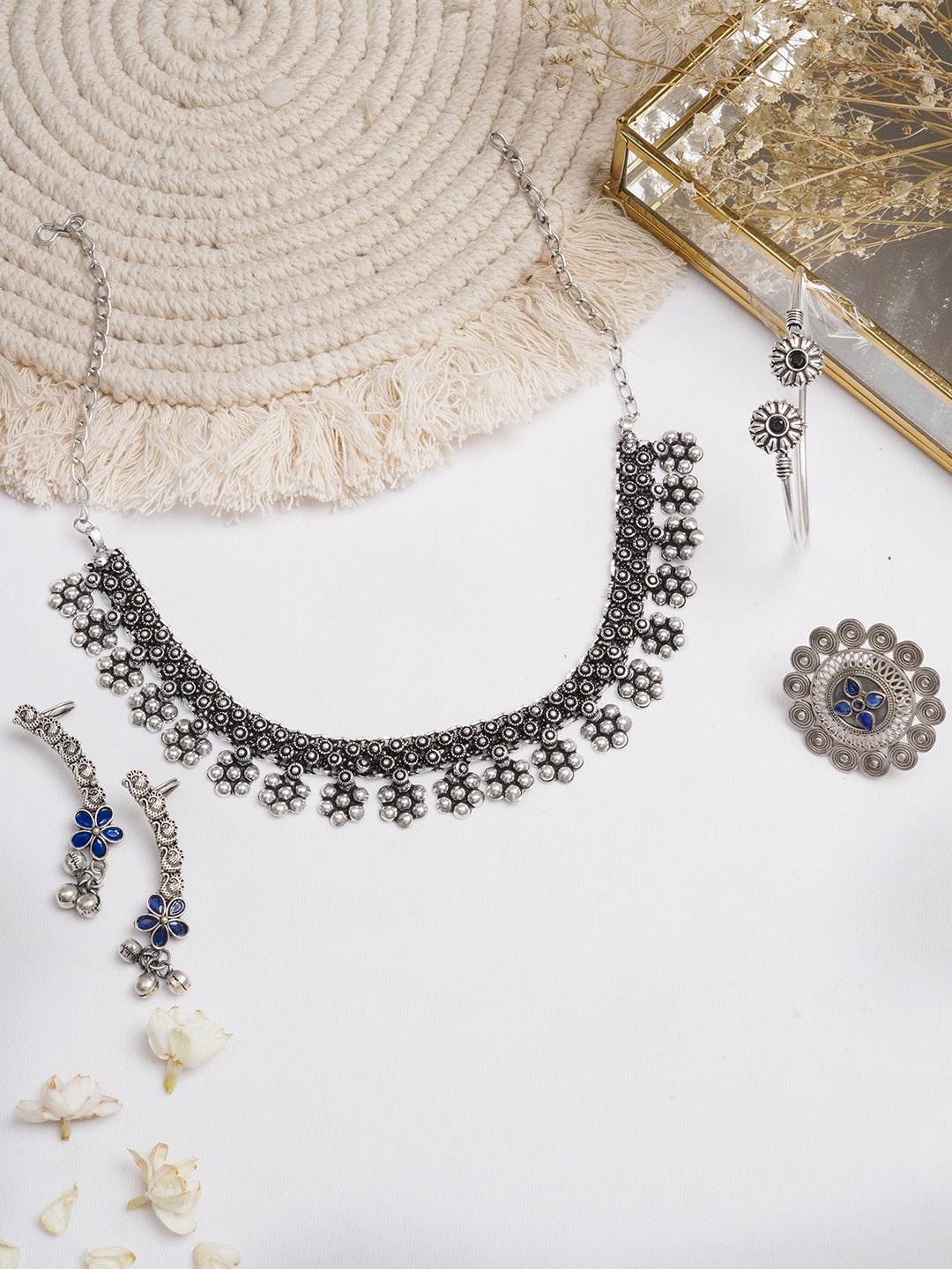 

TEEJH Oxidised Silver-Plated Iyla Jewellery Gift Set