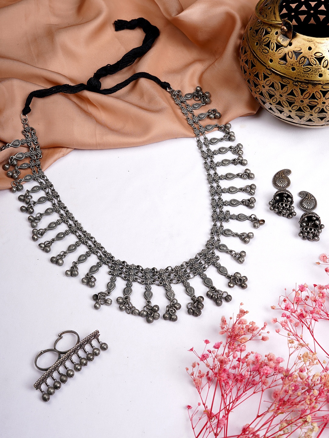 

TEEJH Silver-Toned Oxidised Jewellery Gift Set
