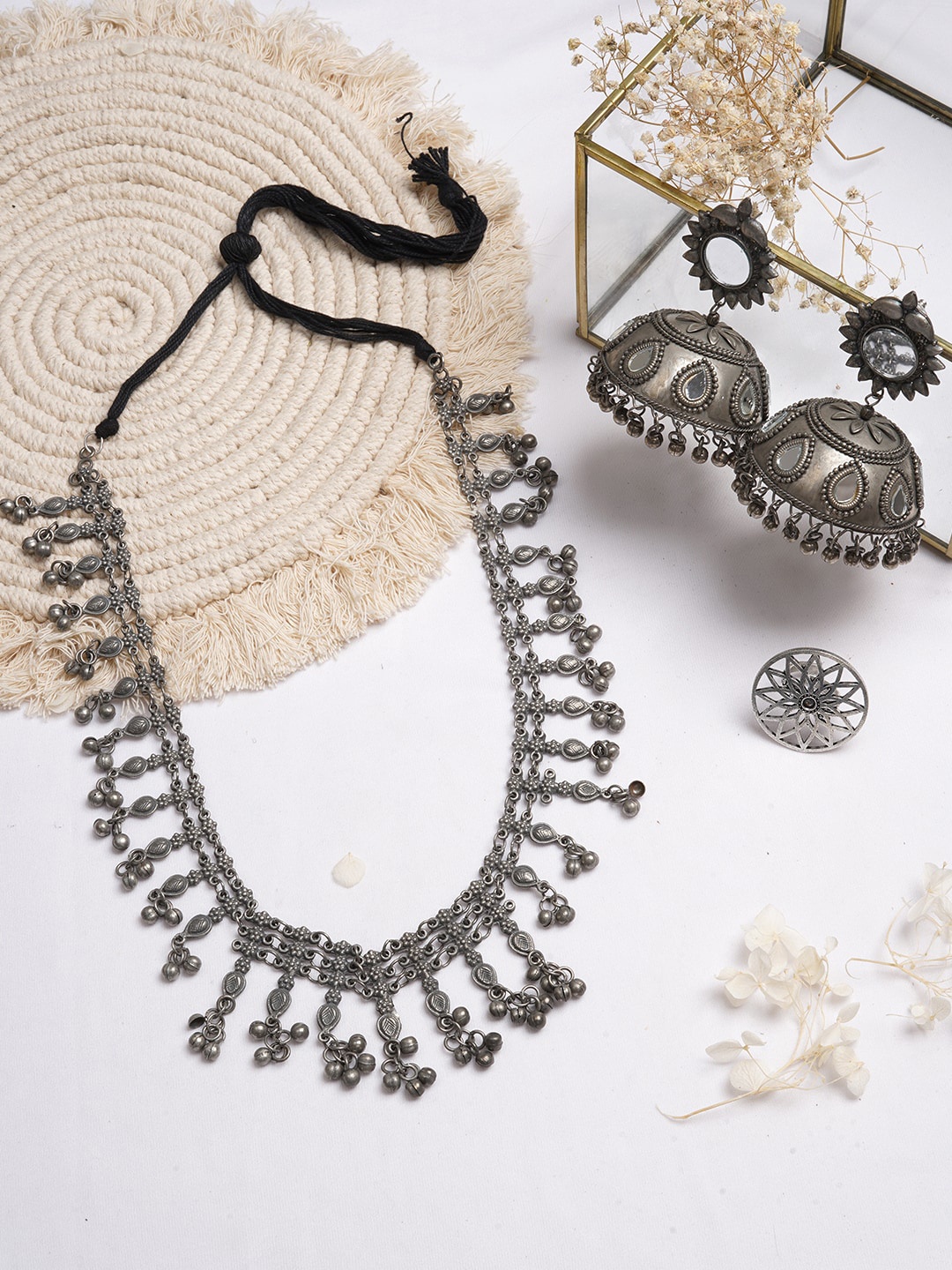 

TEEJH Oxidised Silver-Toned Reeya Jewellery Set