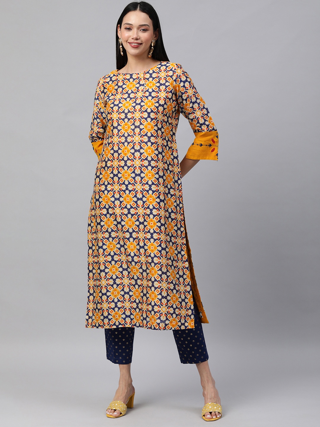 

araaliya Women Multicoloured Geometric Printed Thread Work Kurta, Multi