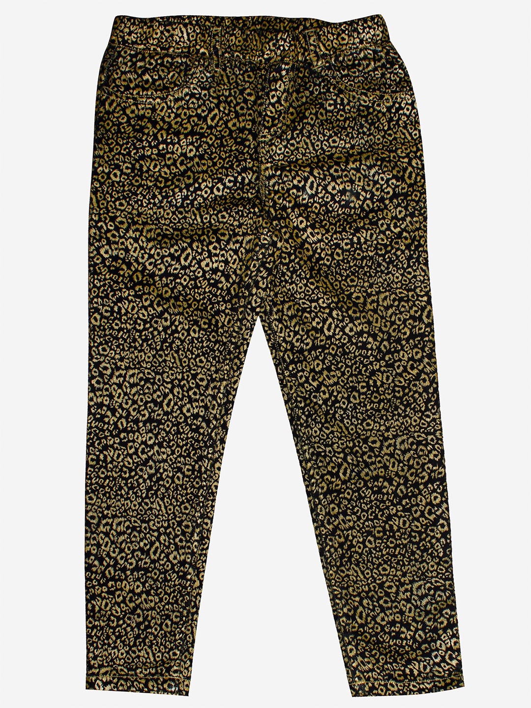 

KiddoPanti Girls Black & Gold-Coloured Printed Jeggings