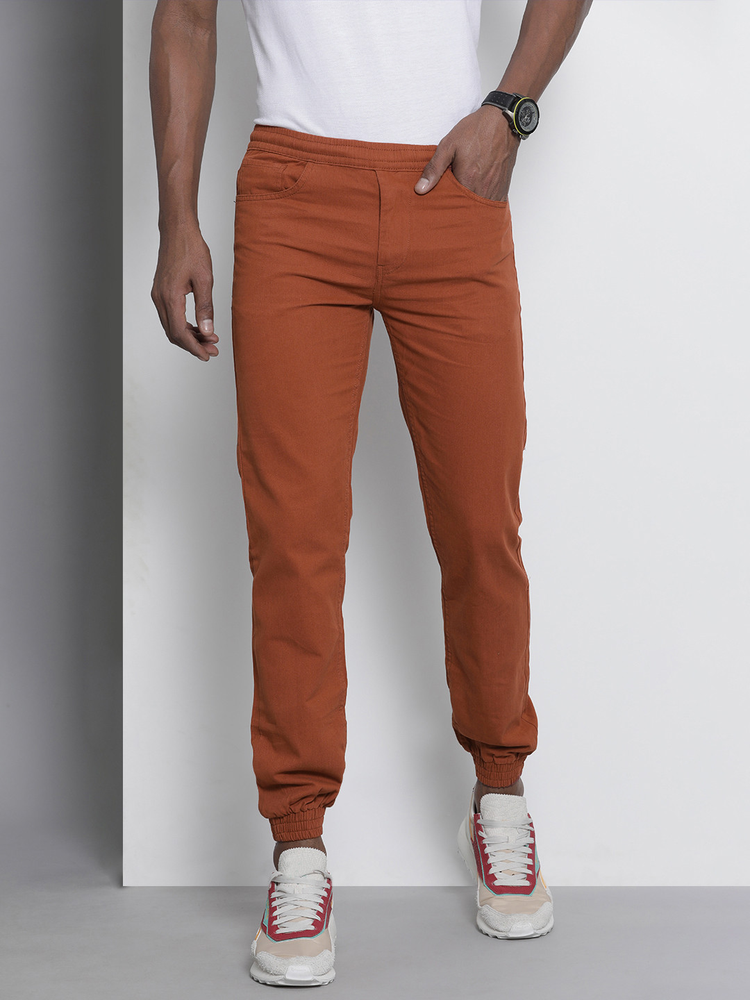 

The Indian Garage Co Men Rust Slim Fit Joggers