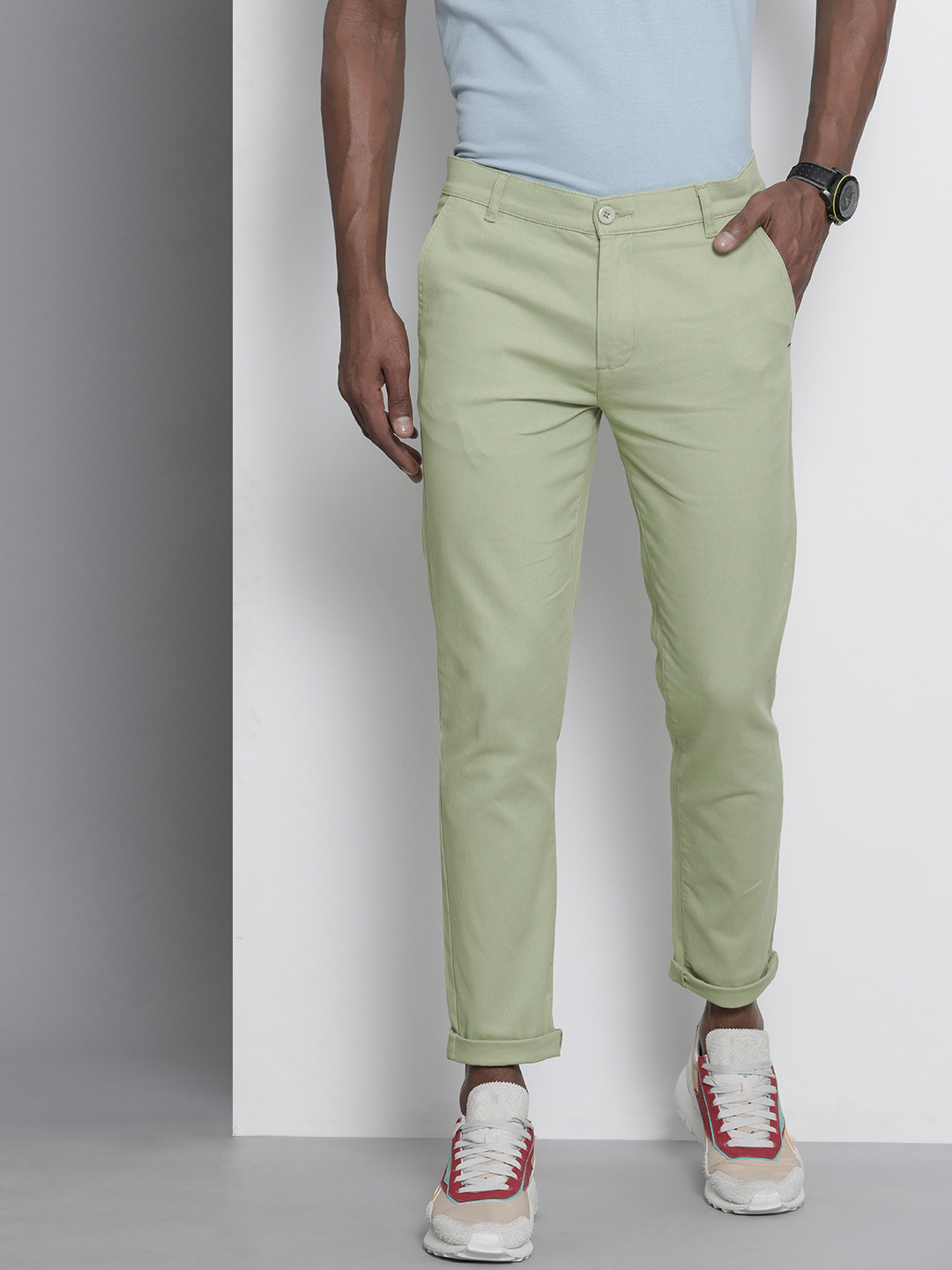

The Indian Garage Co Men Green Slim Fit Chinos Trousers