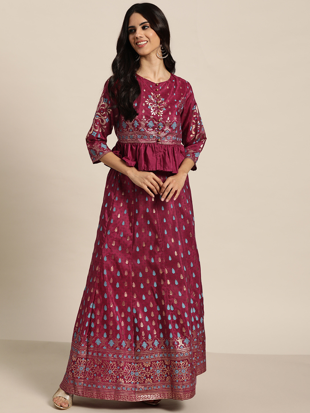 

Juniper Deep Burgundy Printed Ready to Wear Lehenga Choli