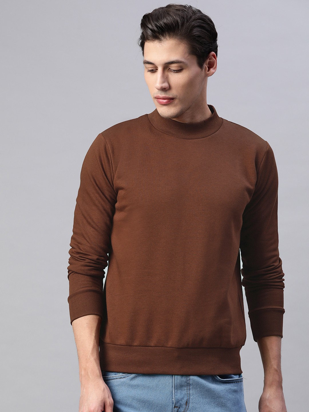 

PICOT Men Brown Solid Sweatshirt