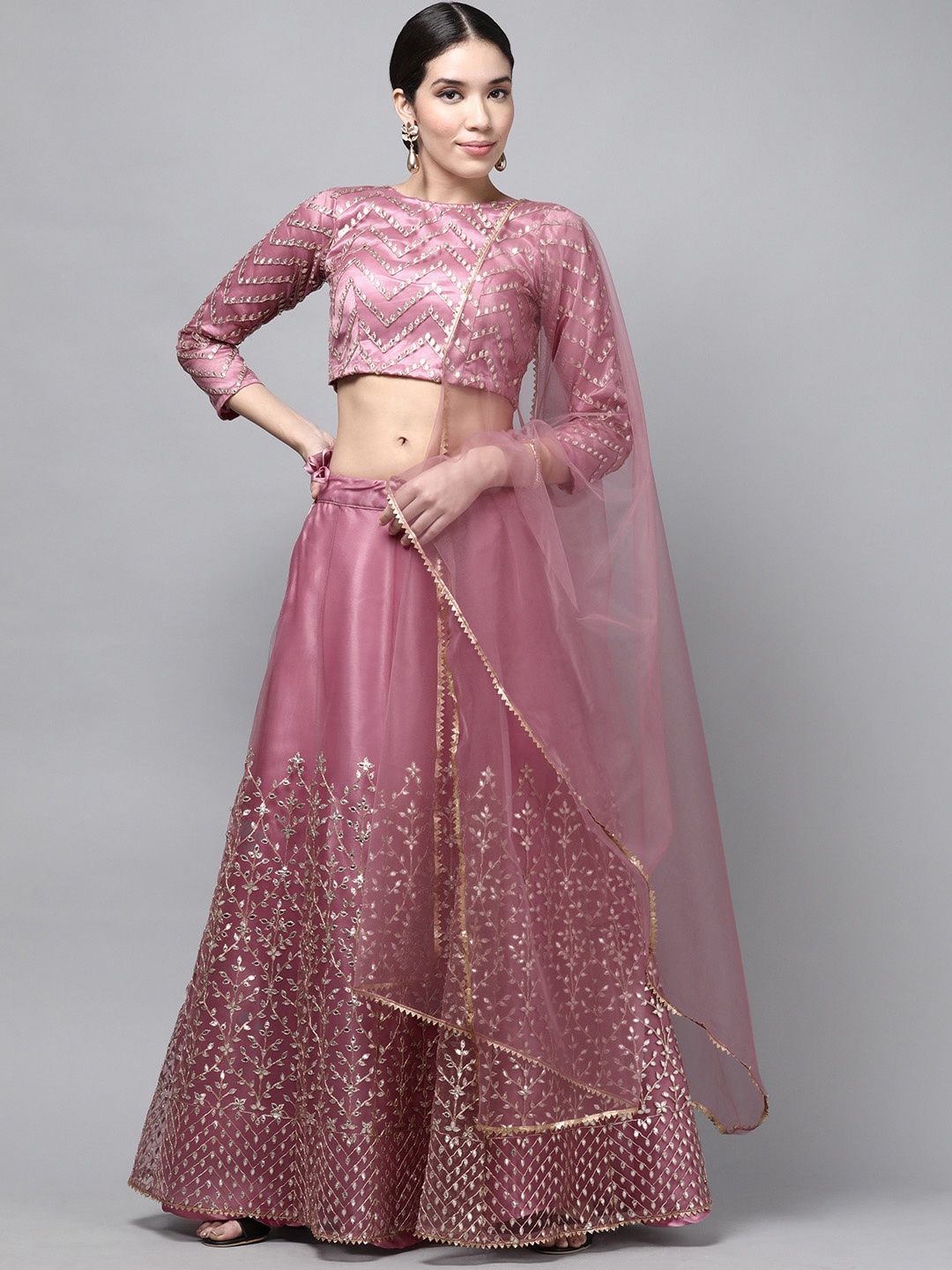 

DIVASTRI Pink Semi-Stitched Lehenga & Unstitched Blouse With Dupatta