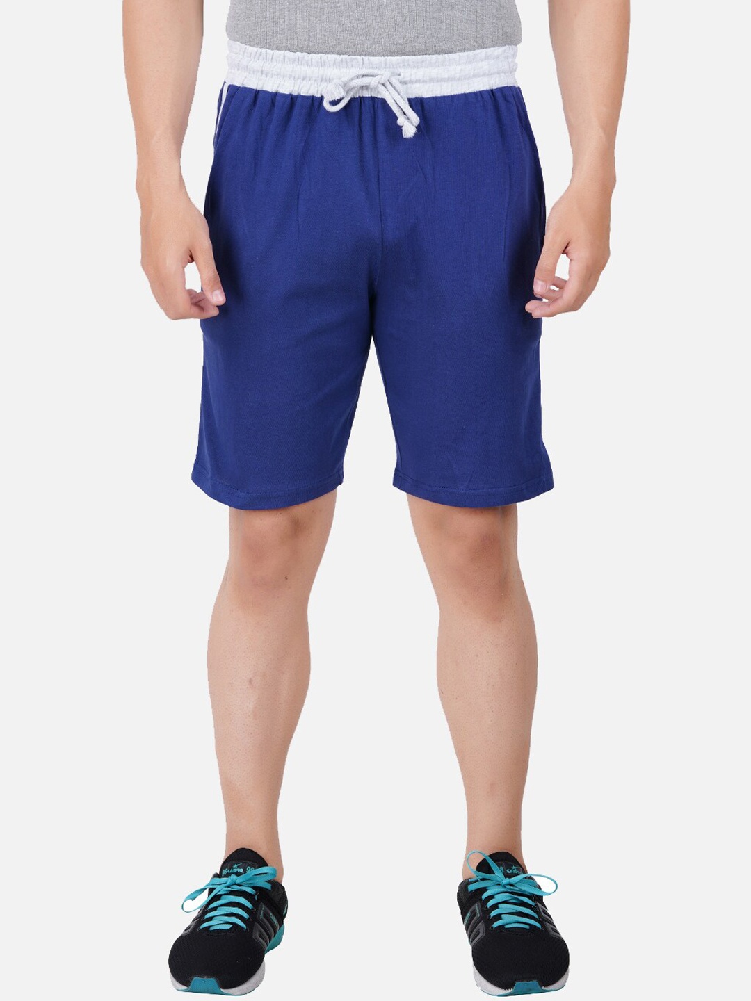 

PRIDE APPAREL Men Navy Blue Cotton Solid Outdoor Sports Shorts