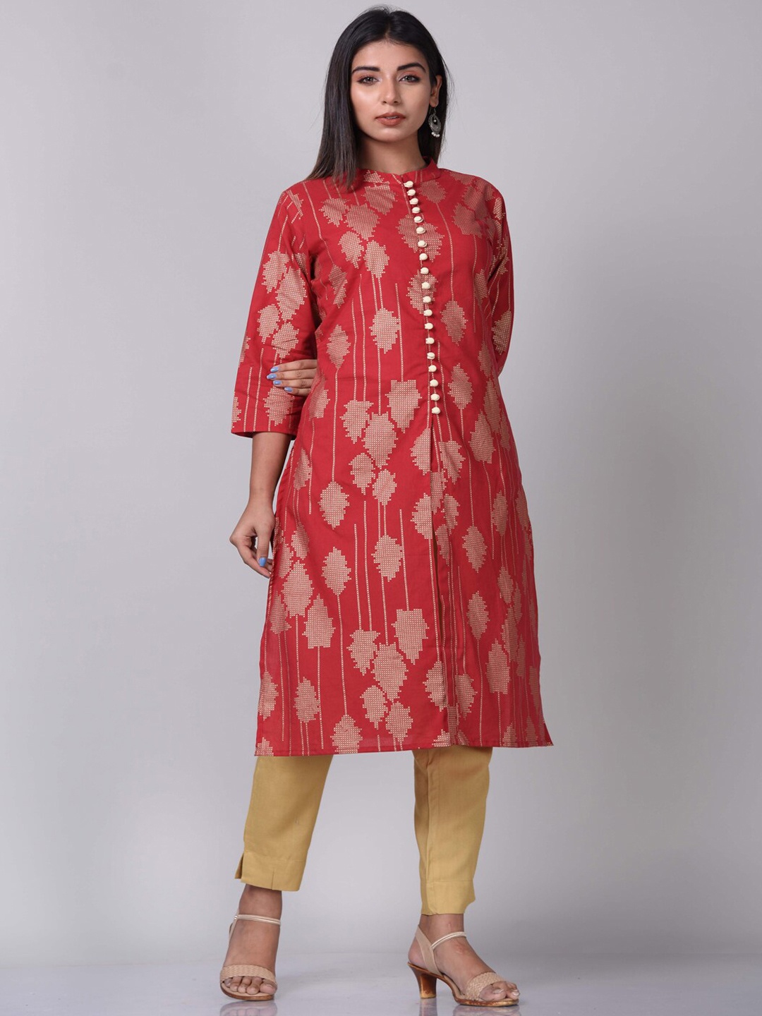 

KALINI Women Red Ethnic Motifs Printed Kurta