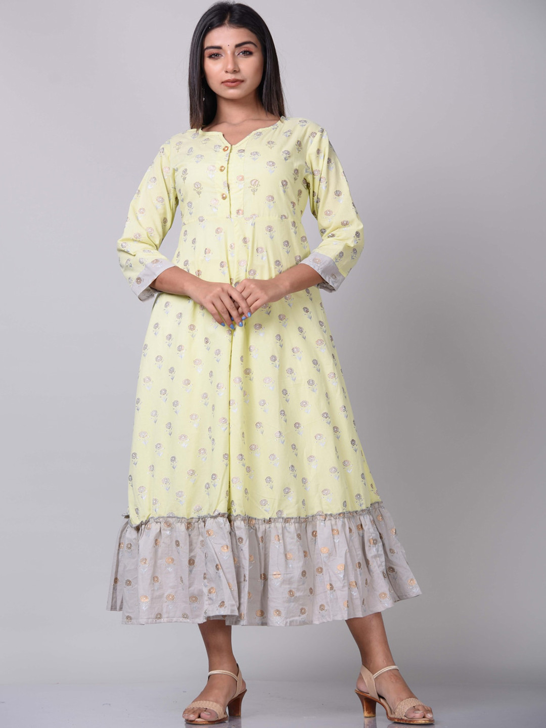 

KALINI Women Yellow Ethnic Motifs Anarkali Kurta