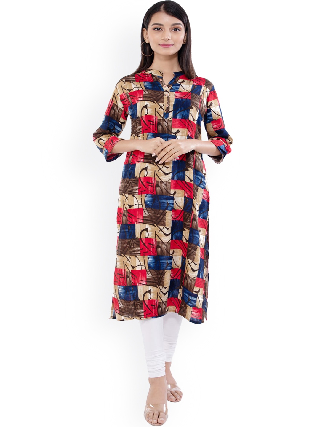 

KALINI Women Red Printed Straight Kurta