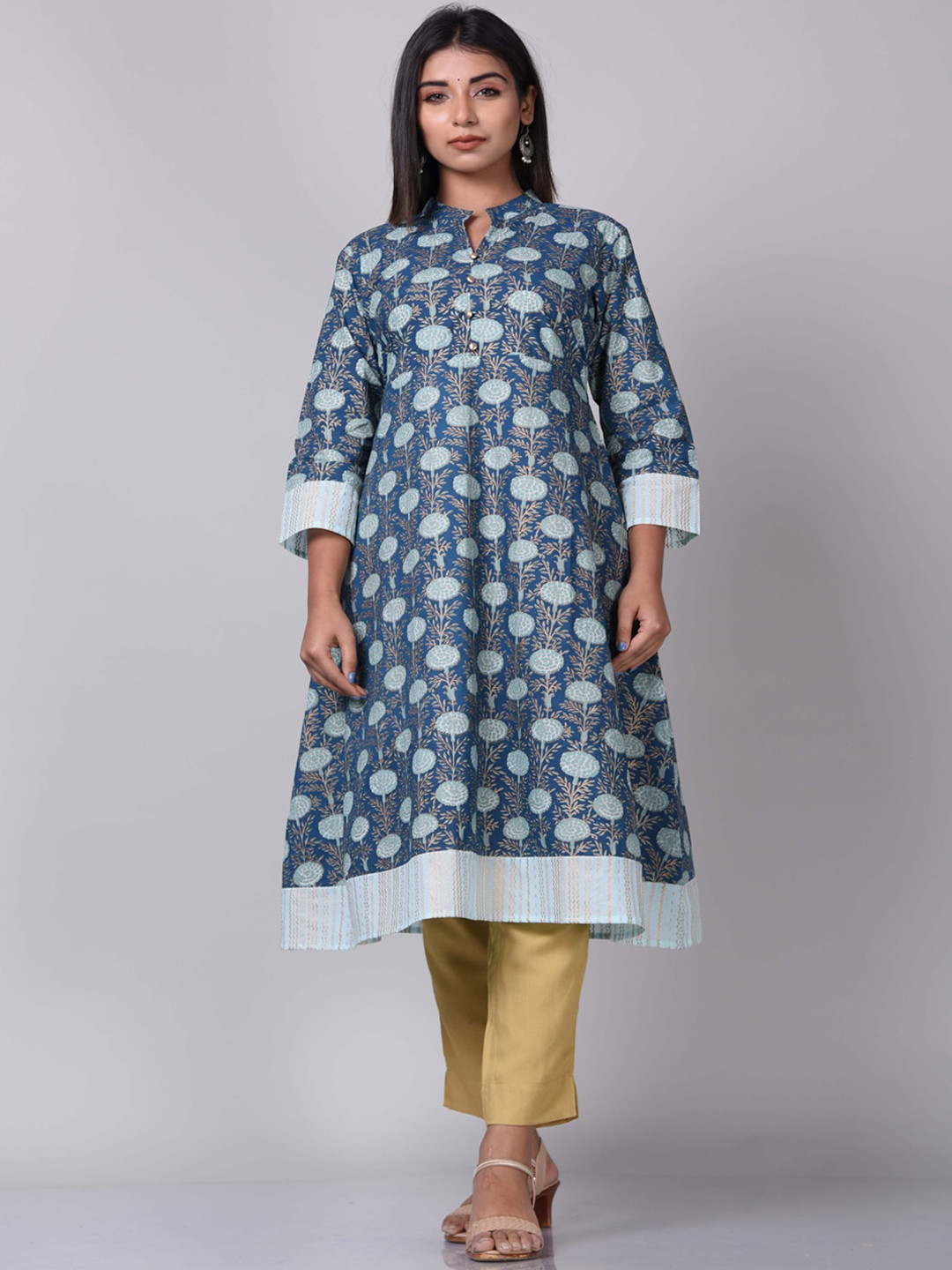 

KALINI Women Blue Ethnic Motifs Printed A-Line Kurta