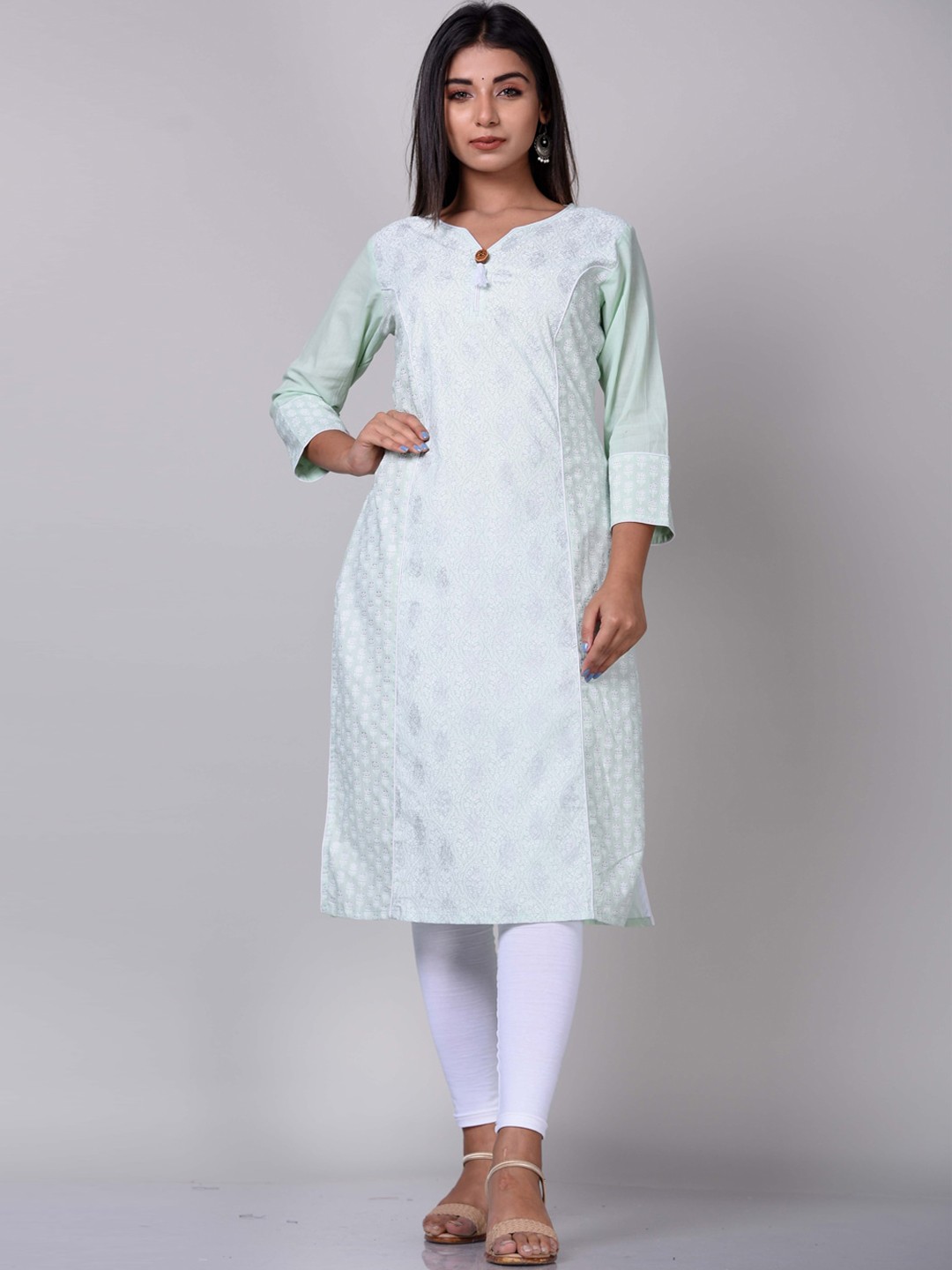 

KALINI Women Green Floral Printed Kurta