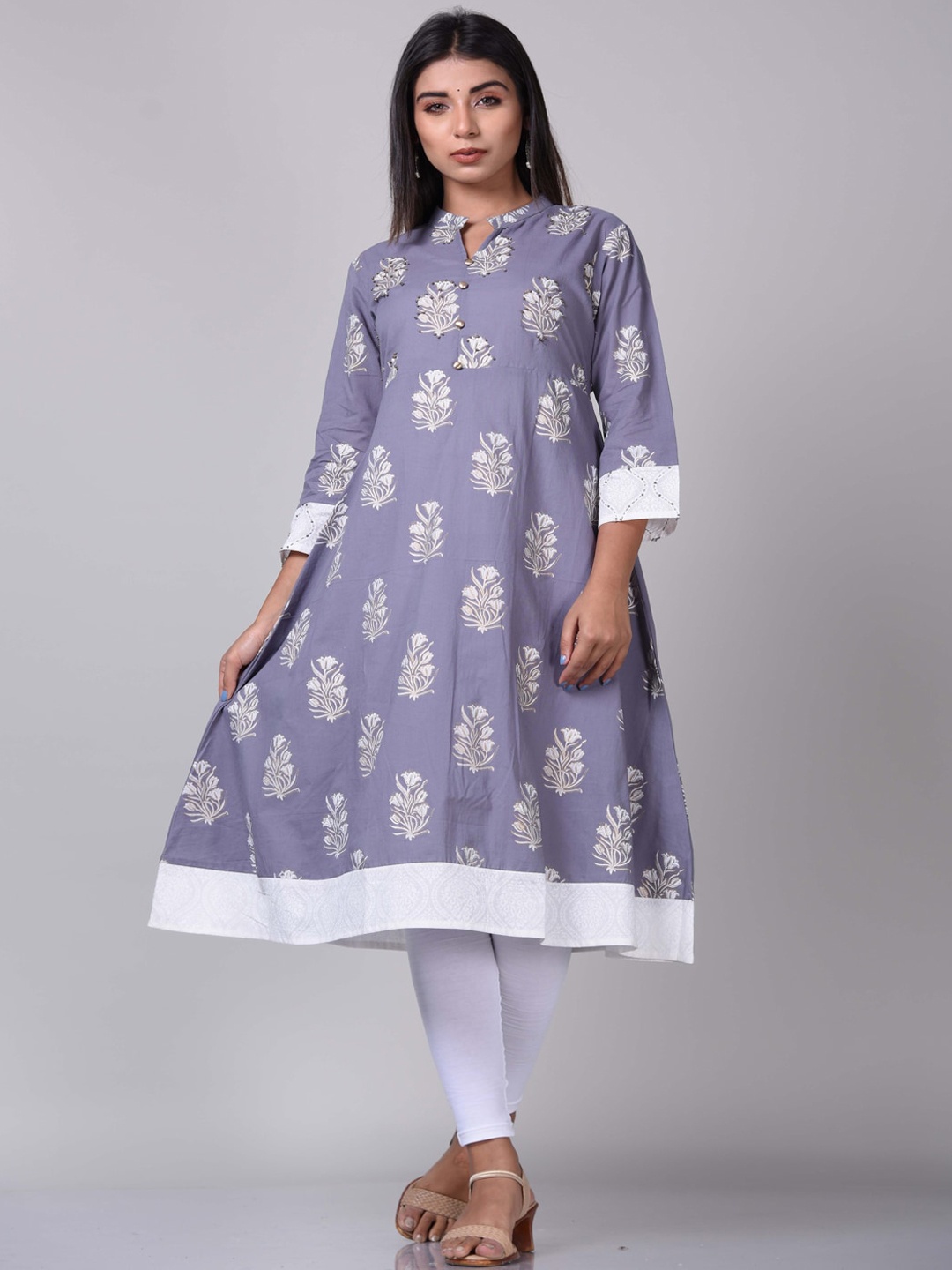 

KALINI Woman Grey Ethnic Motifs Printed Anarkali Kurta