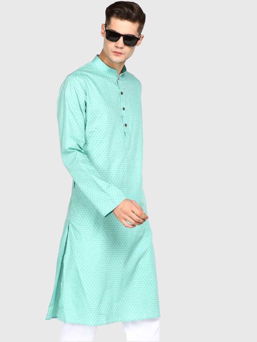 

Sanwara Men Sea Green Solid Straight Kurta