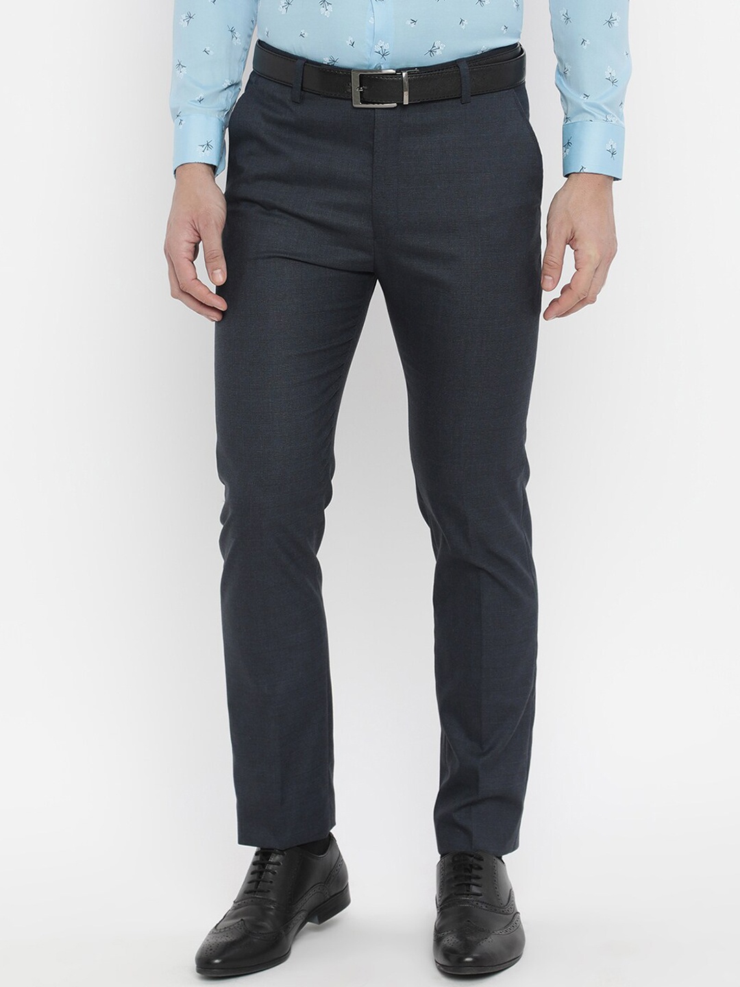 

V2 Value & Variety Men Blue Solid Mid Rise Formal Trousers