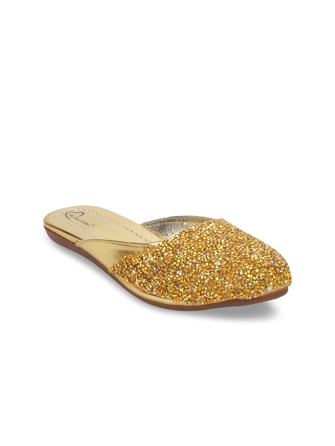 

The Desi Dulhan Woman Gold-Toned Embellished Party Mules Flats