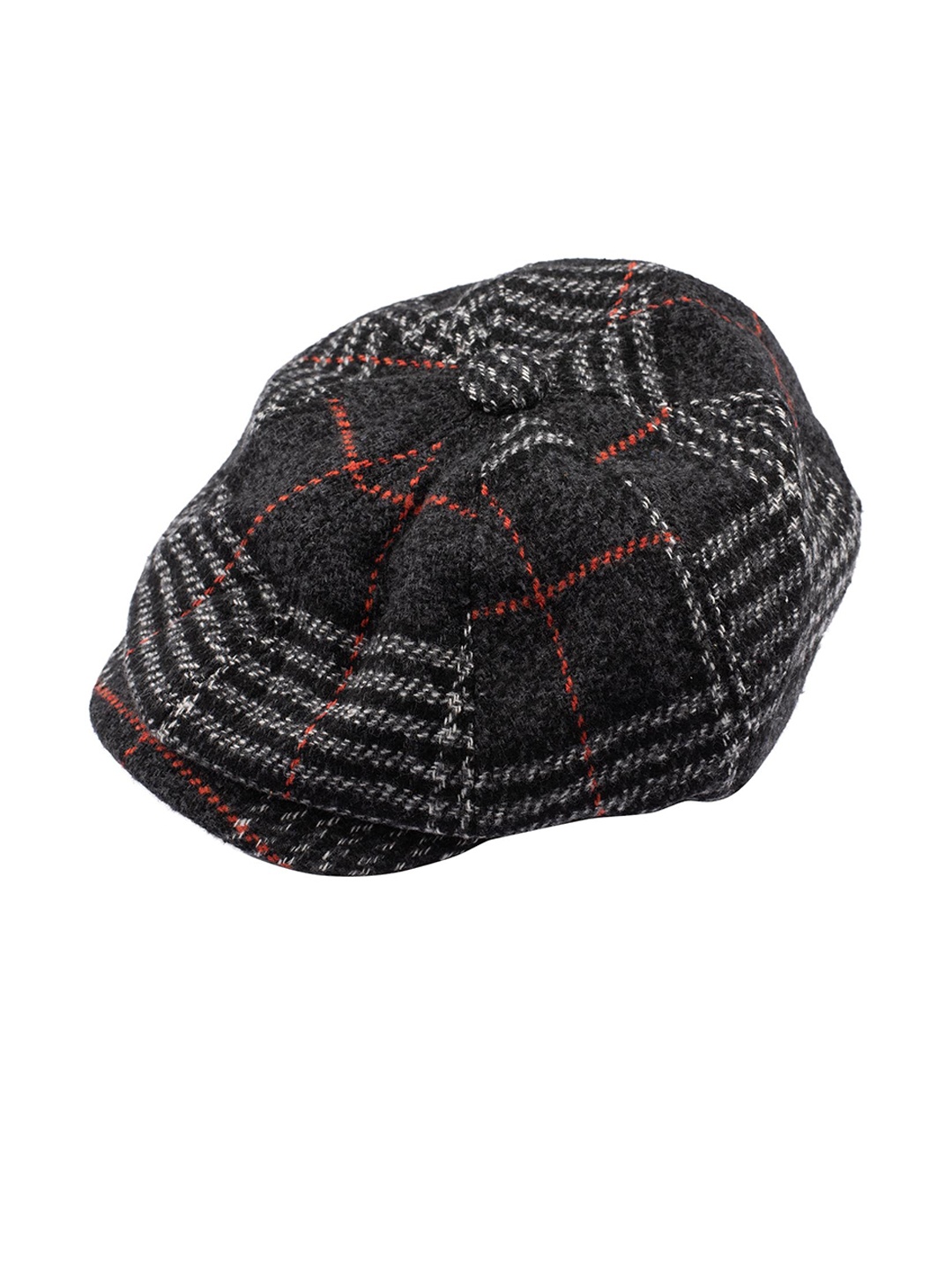 

The Tie Hub Men Grey & Black Checked Bakerboy Cap