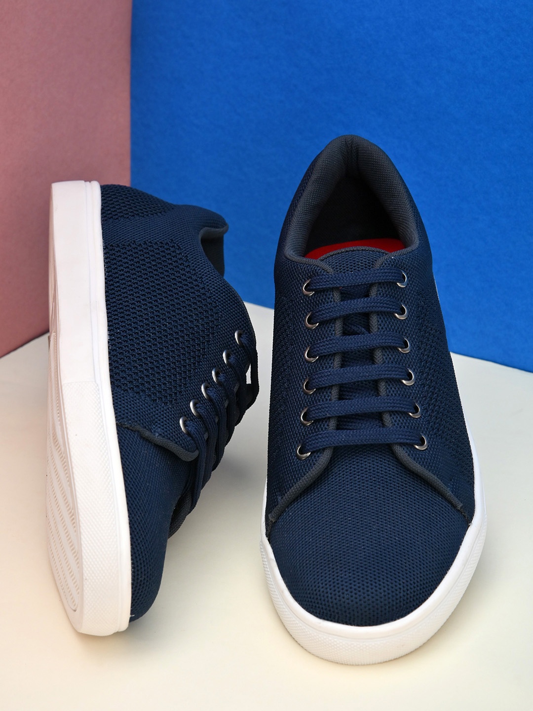 

San Frissco Men Navy Blue Woven Design Sneakers