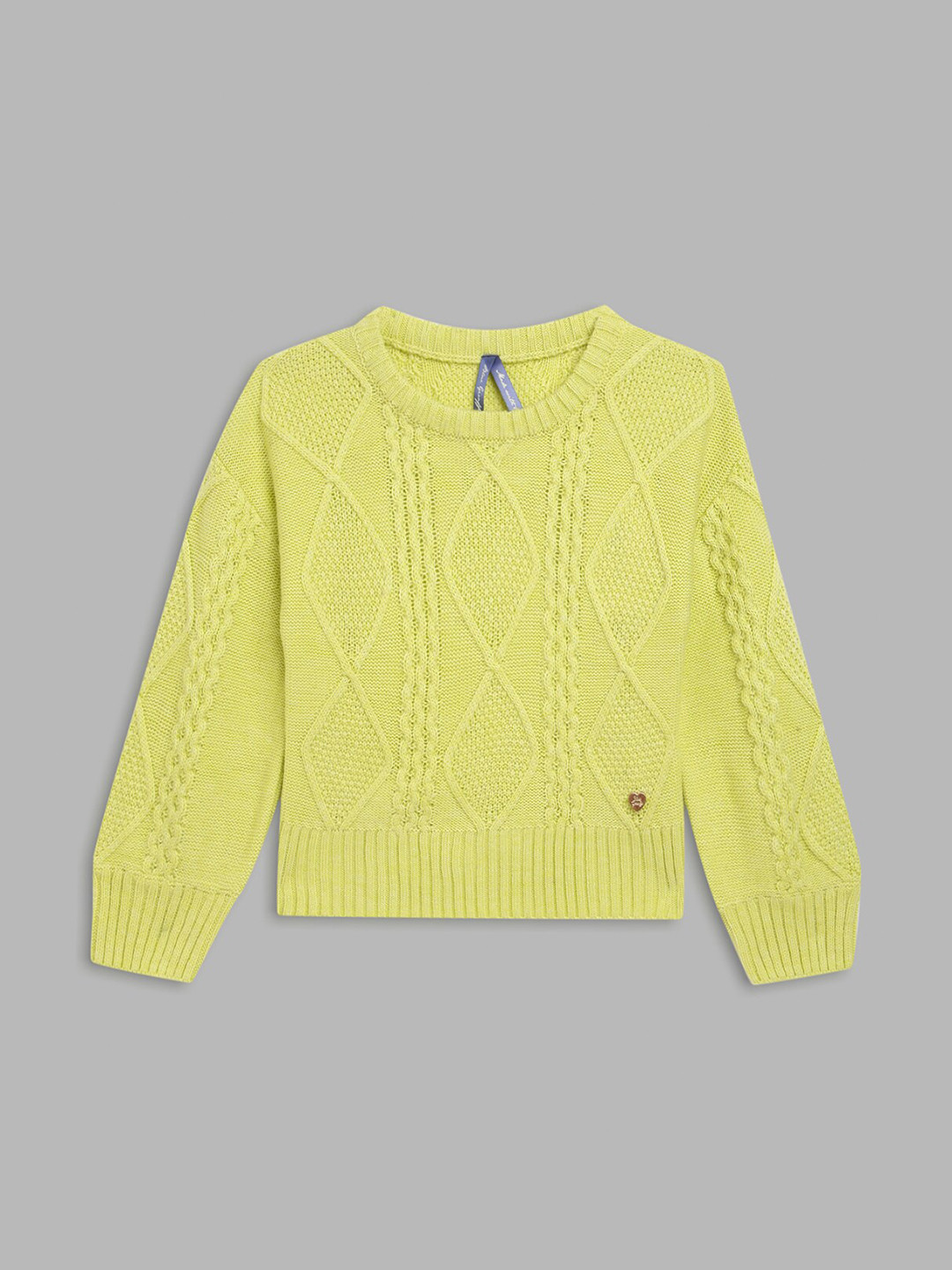 

Blue Giraffe Girls Lime Green Cable Knit Pullover