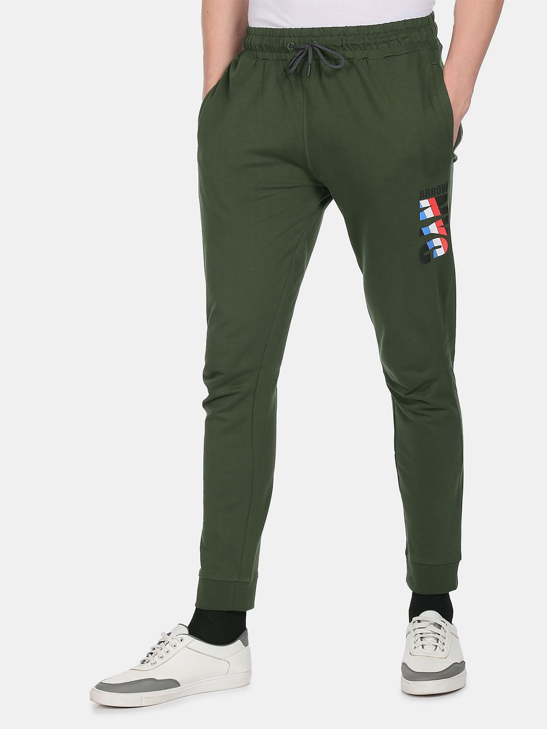 

Arrow Sport Men Olive Green Cotton Solid Joggers