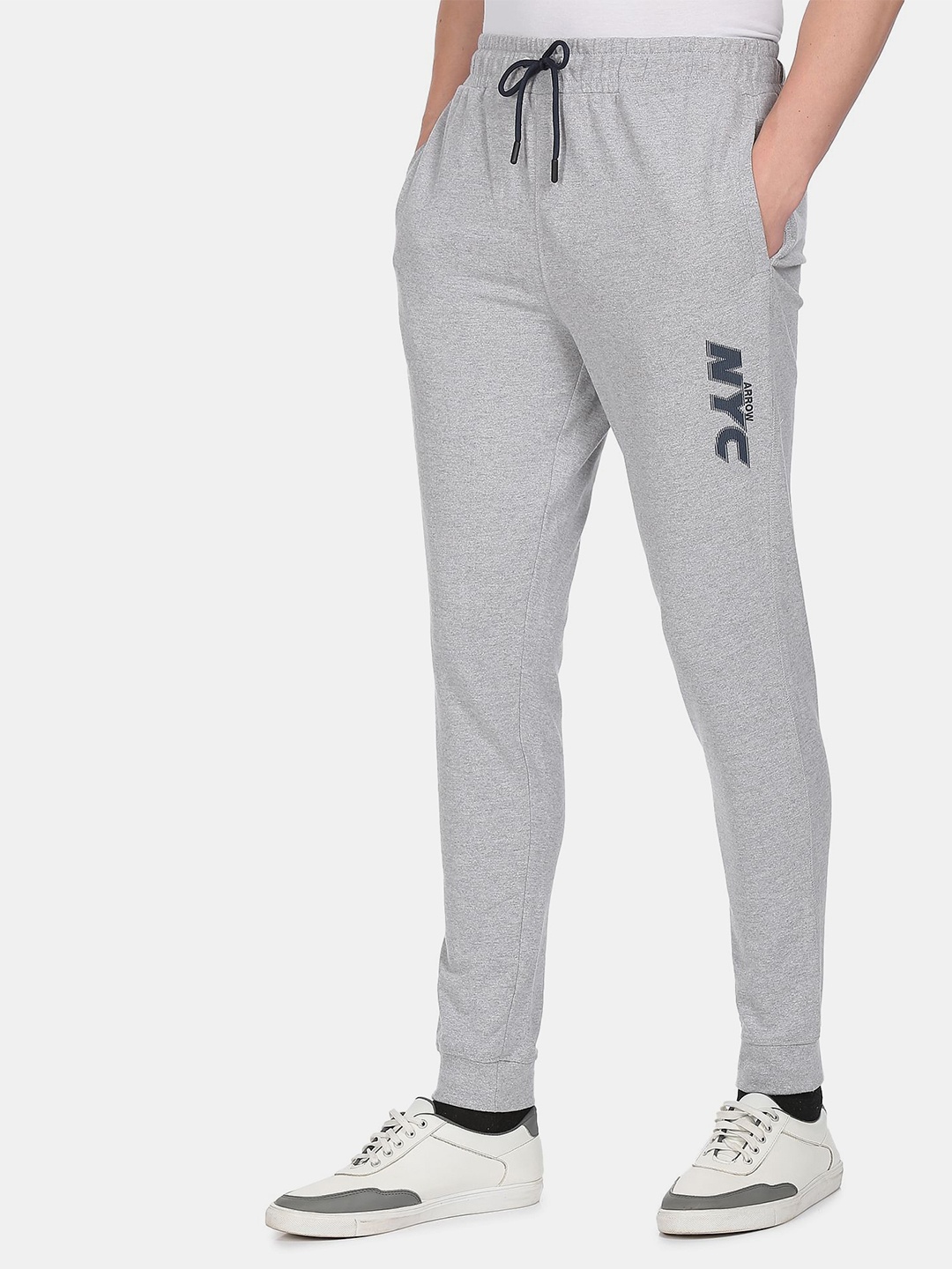 

Arrow Sport Men Grey Melange Solid Joggers