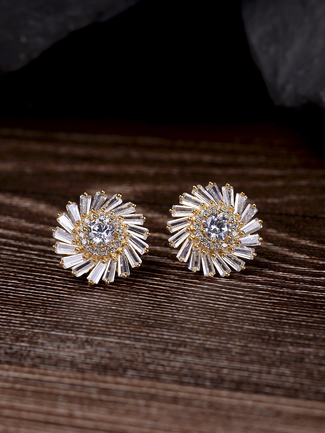 

Saraf RS Jewellery Gold-Toned & White Quirky Studs Earrings