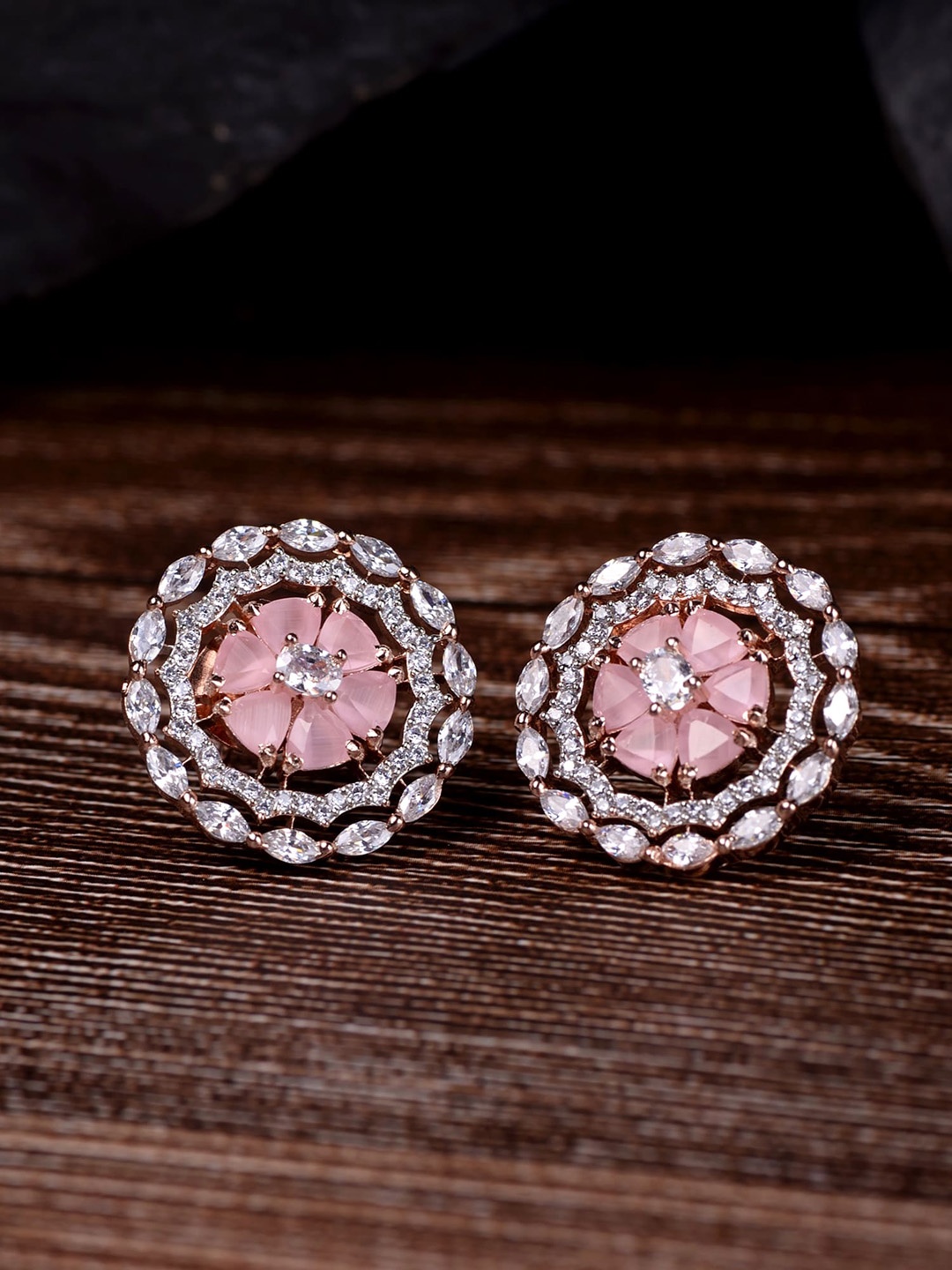 

Saraf RS Jewellery Pink Floral Studs Earrings