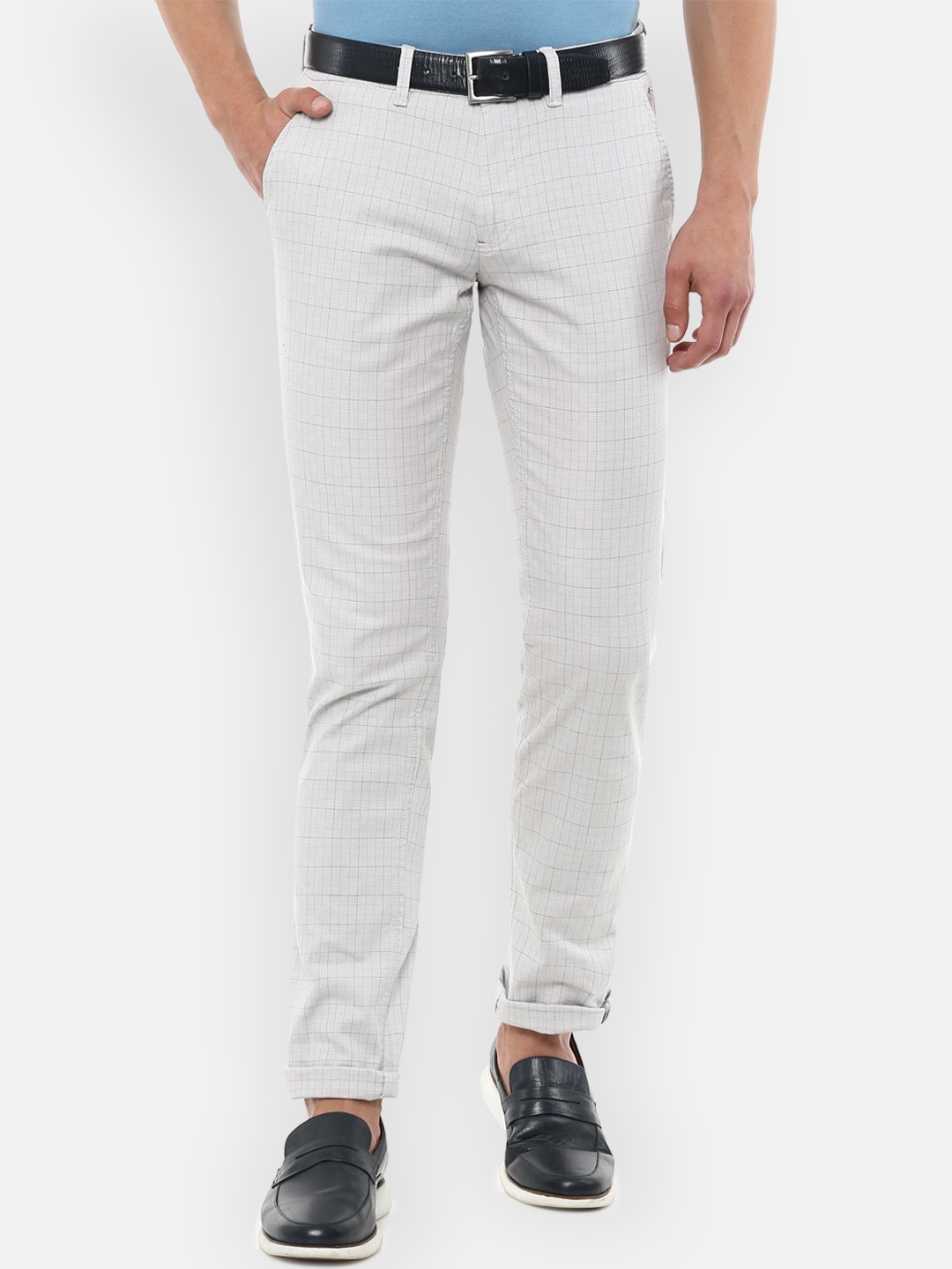

Louis Philippe Sport Men Grey Checked Slim Fit Trousers