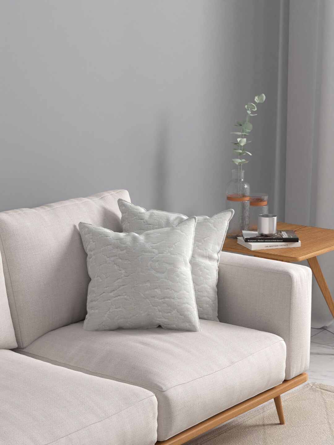 

ROSARA HOME Off White Set of 2 Square Cushion Covers