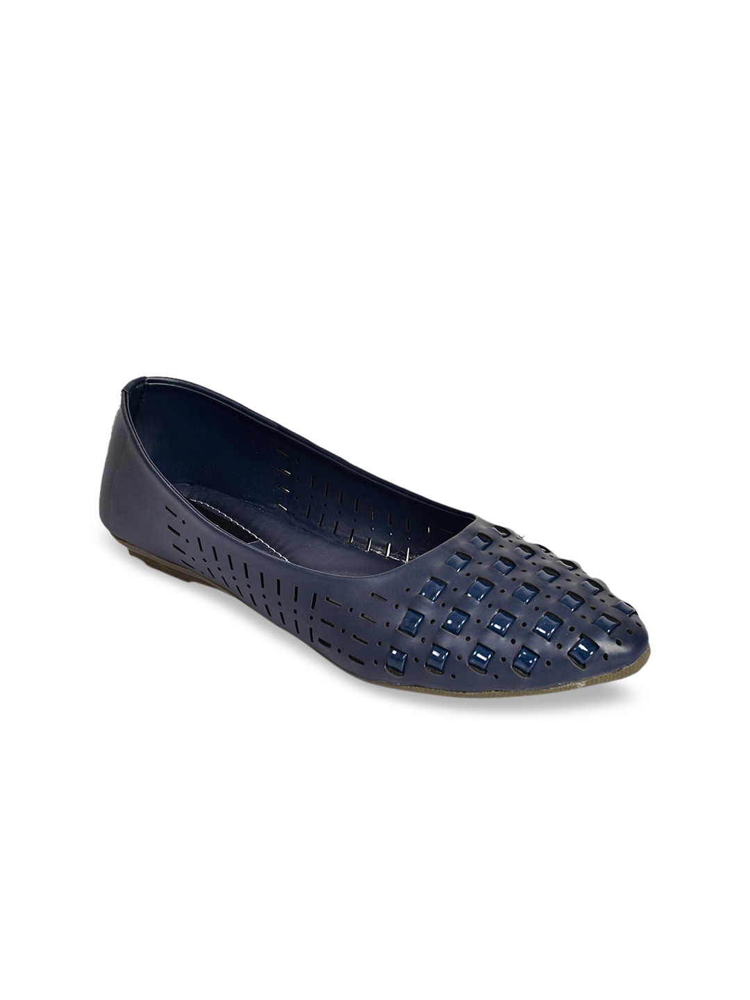 

WOMENS BERRY Women Blue Woven Design Ballerinas with Laser Cuts Flats