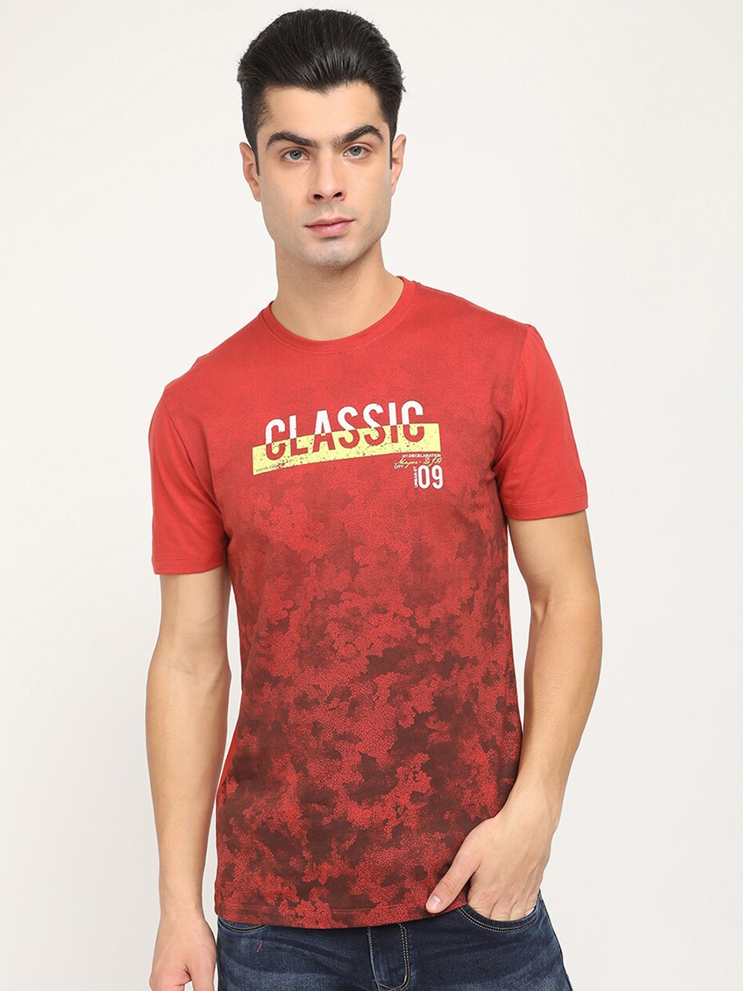 

V2 Value & Variety Men Round Neck Cotton Casual T-shirt, Red