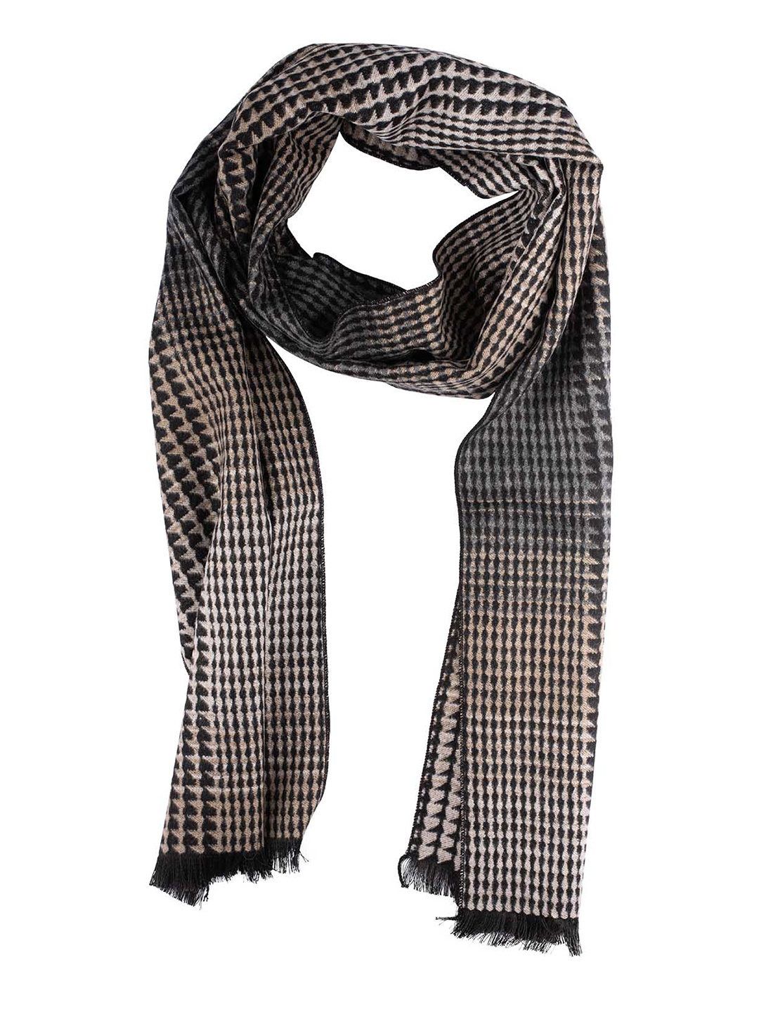 

The Tie Hub Men Black & Grey Self Design Woollen Scarf