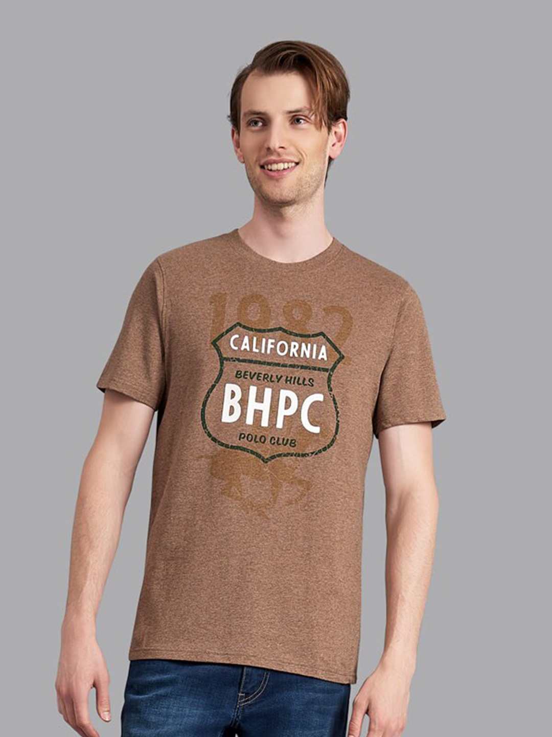 Beverly Hills Polo Club Men Brown Typography Printed Applique T-shirt