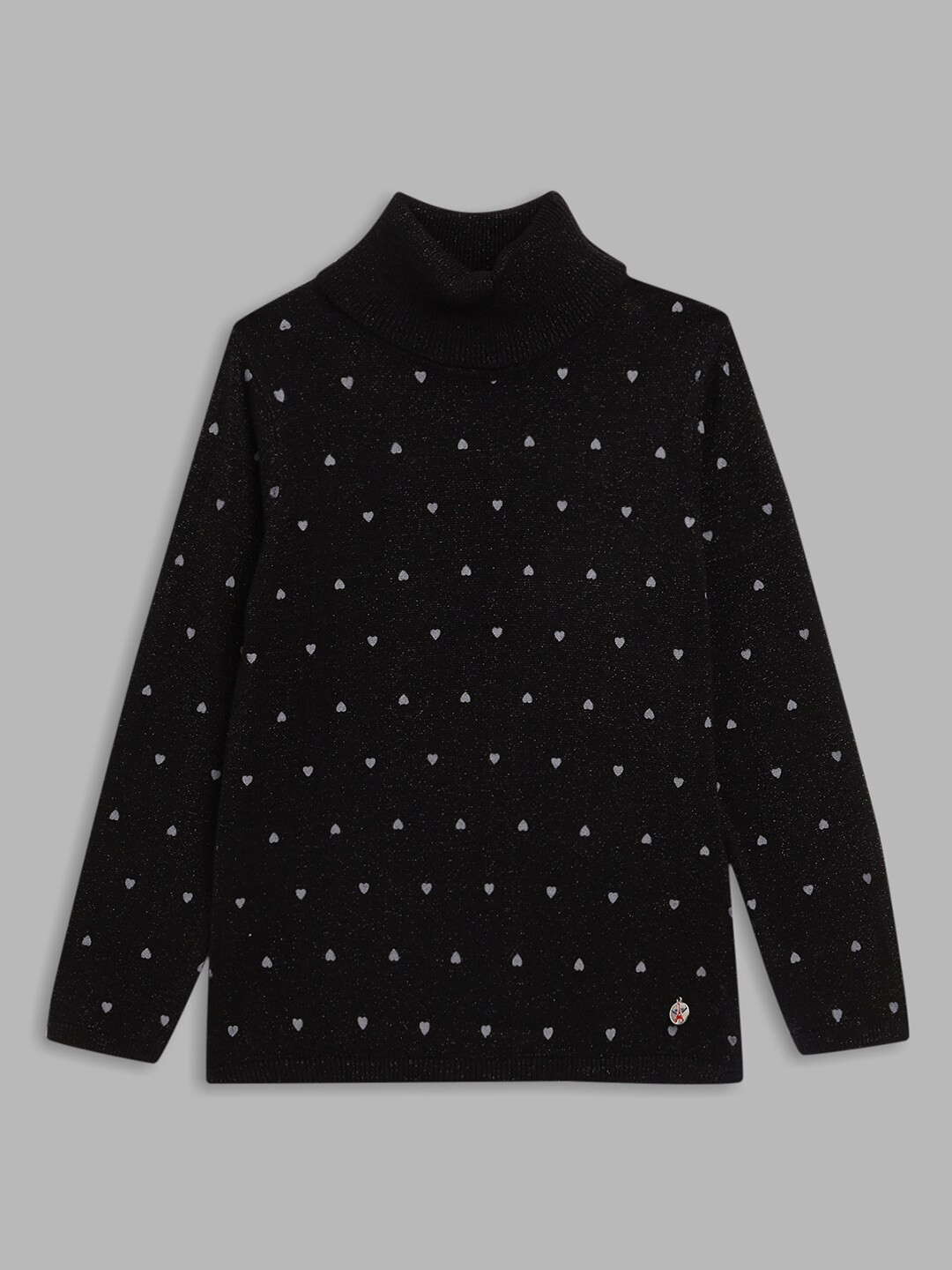 

ELLE Girls Black & Grey Printed Pure Cotton Pullover